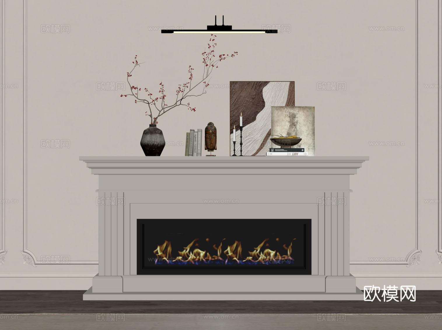 法式奶油风壁炉su模型