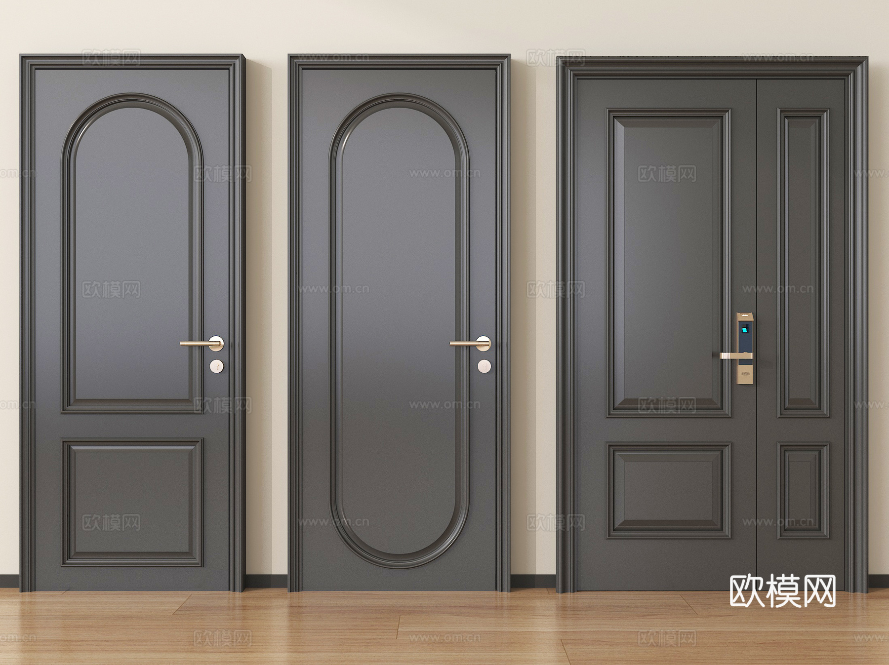 法式单开门 字母门 卧室门 平开门su模型