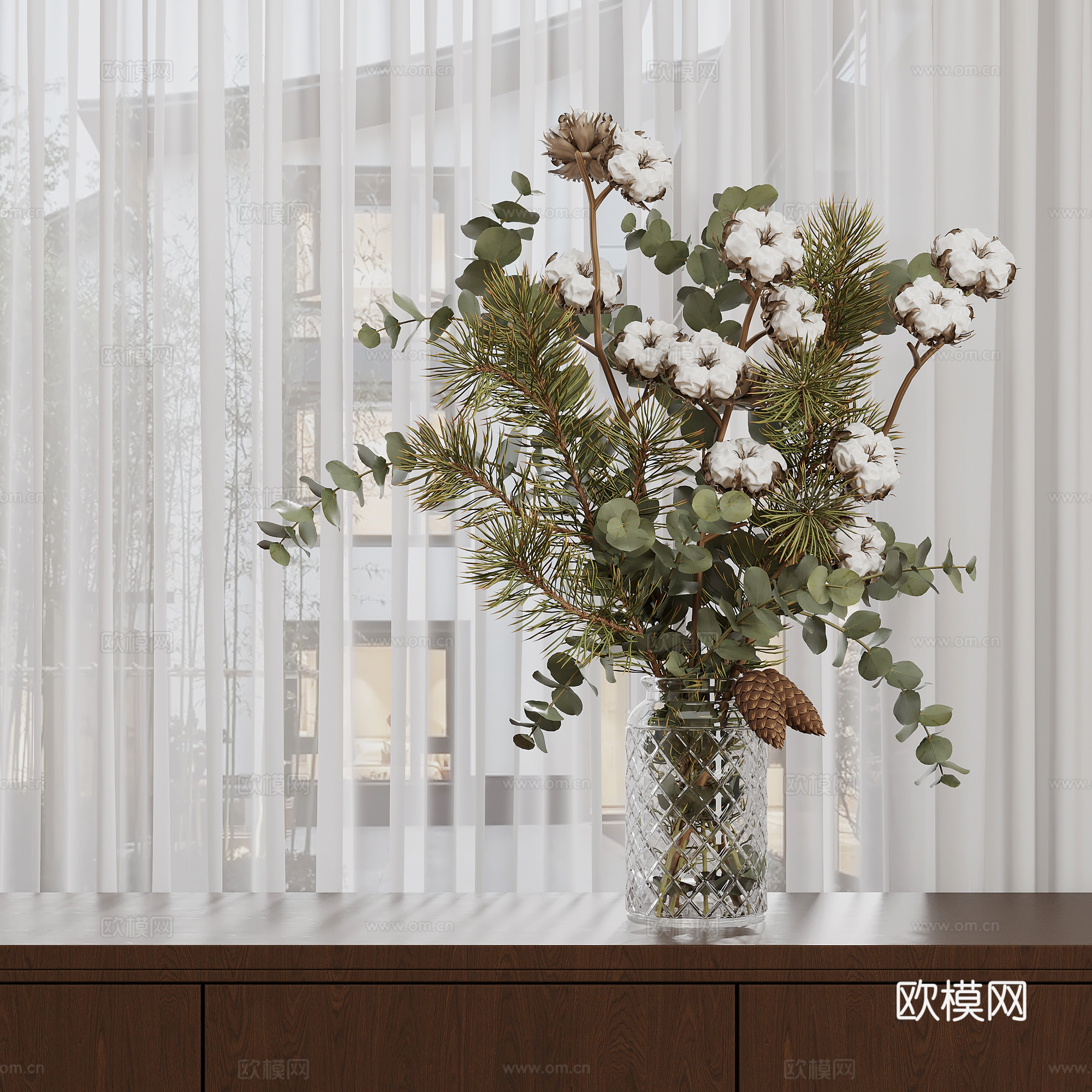 现代花瓶花艺su模型