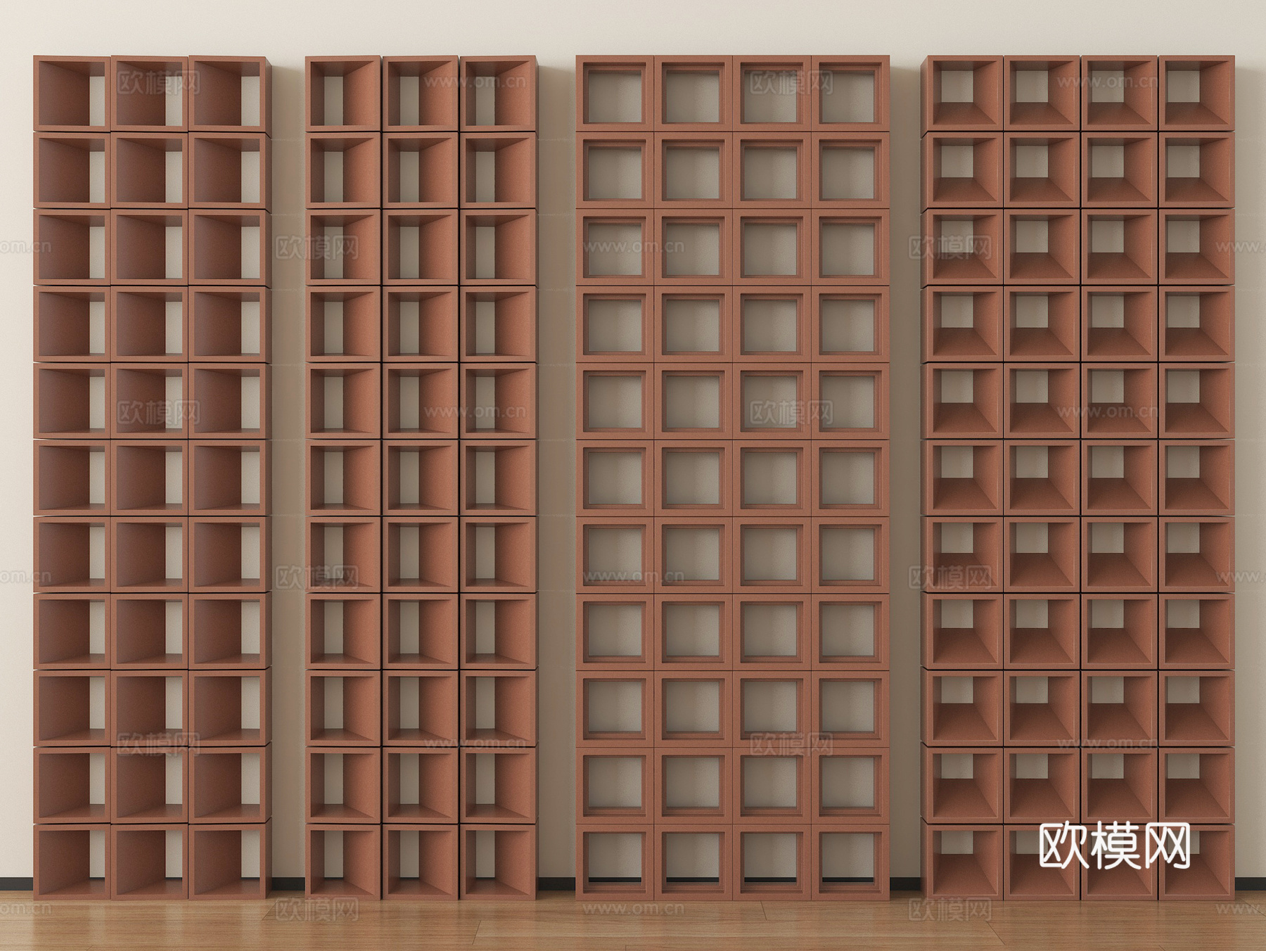 现代砖 水泥砖 水泥砖隔断 红砖 花砖 镂空预制砖su模型