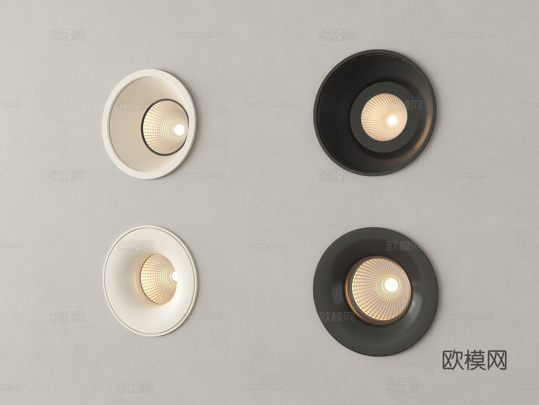 现代筒灯射灯 嵌入式射灯 牛角灯su模型