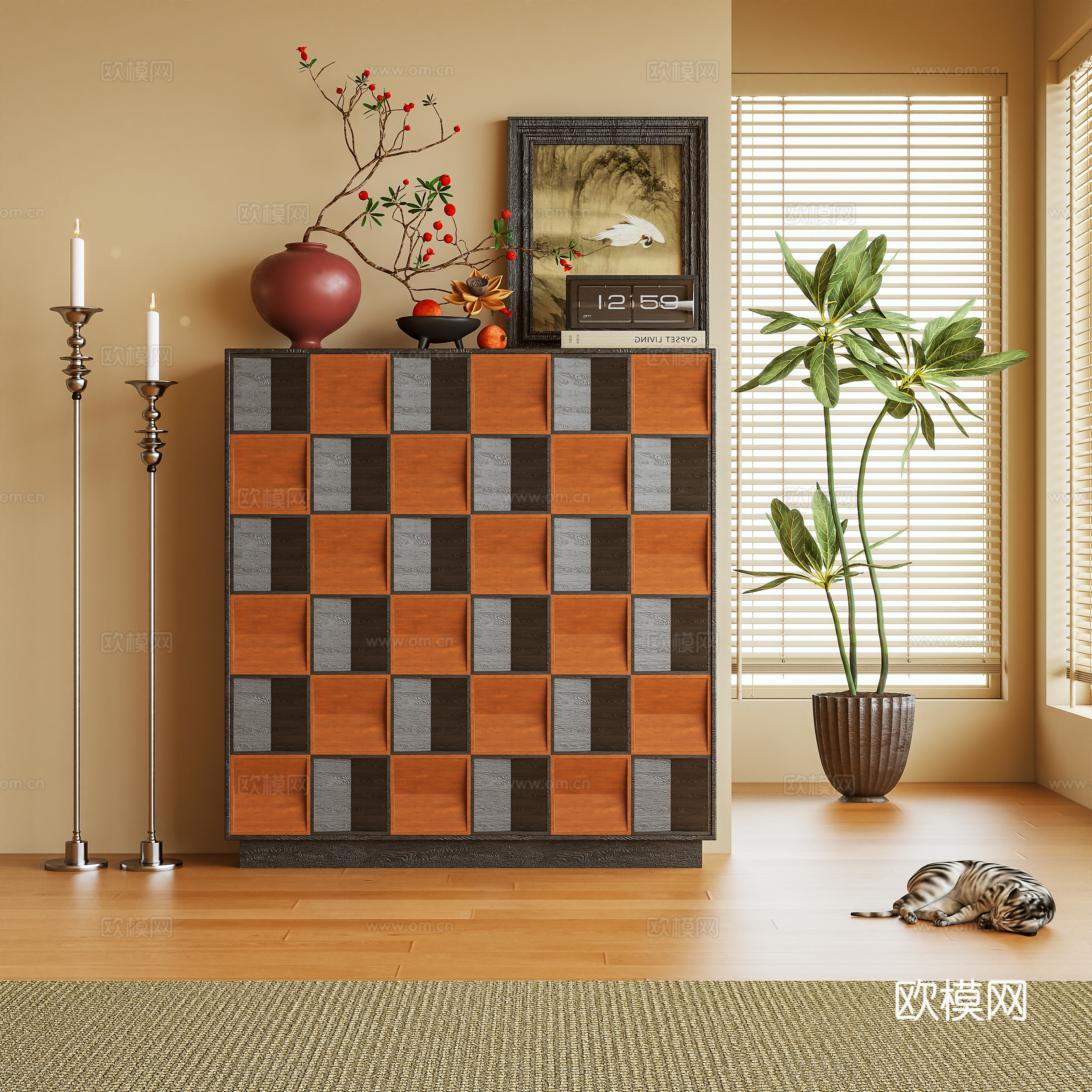 斗柜 玄关柜 储物柜 边柜 茶水柜 摆件3d模型下载