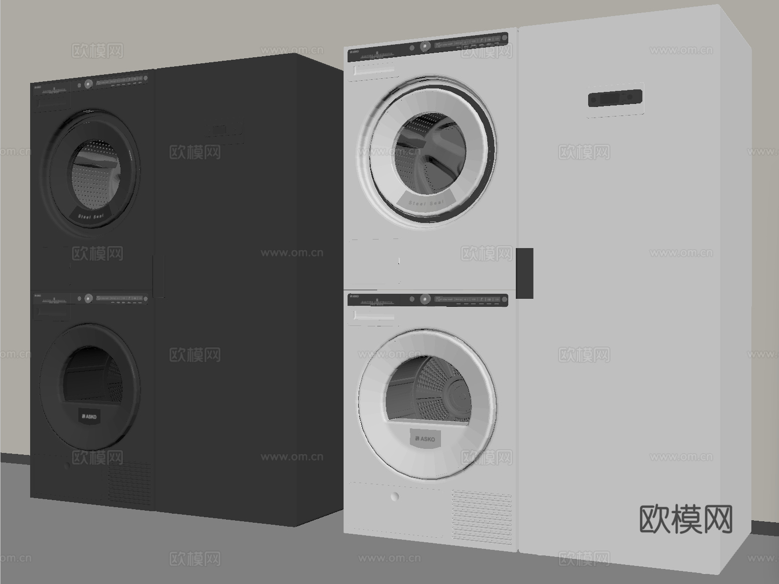 现代洗衣机 洗衣机烘干机su模型