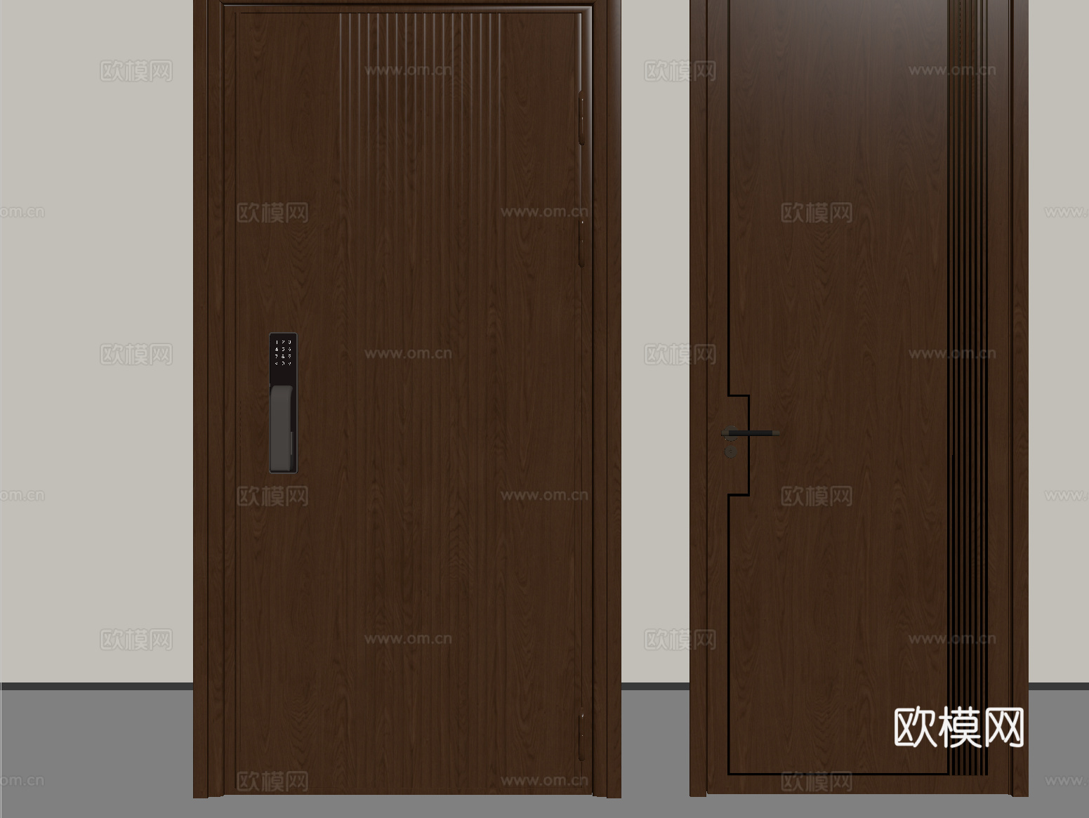 现代入户门 防盗门 卧室门 平开门su模型