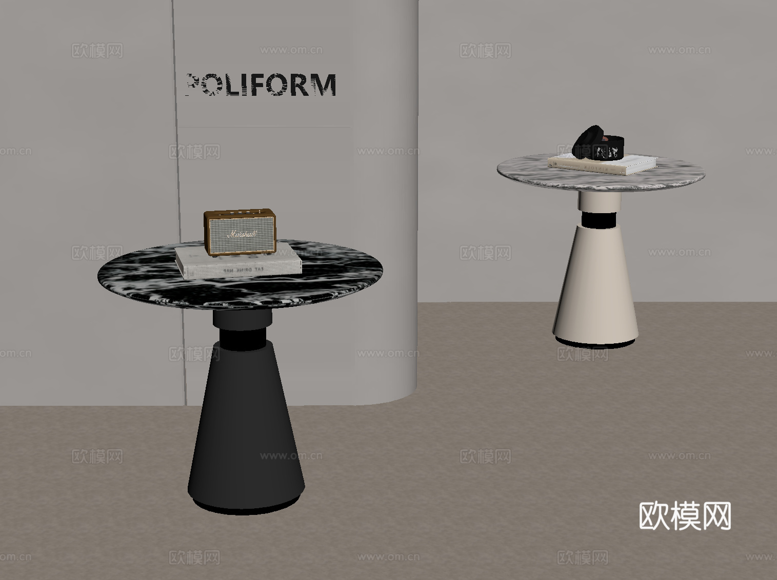 现代轻奢边几 圆几su模型