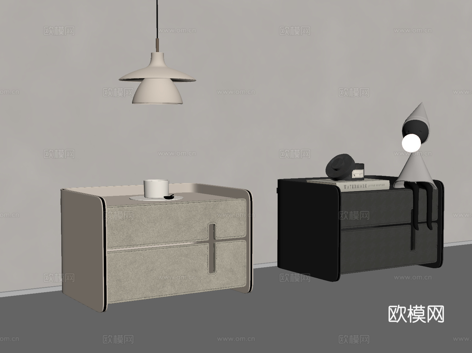 现代意式床头柜su模型