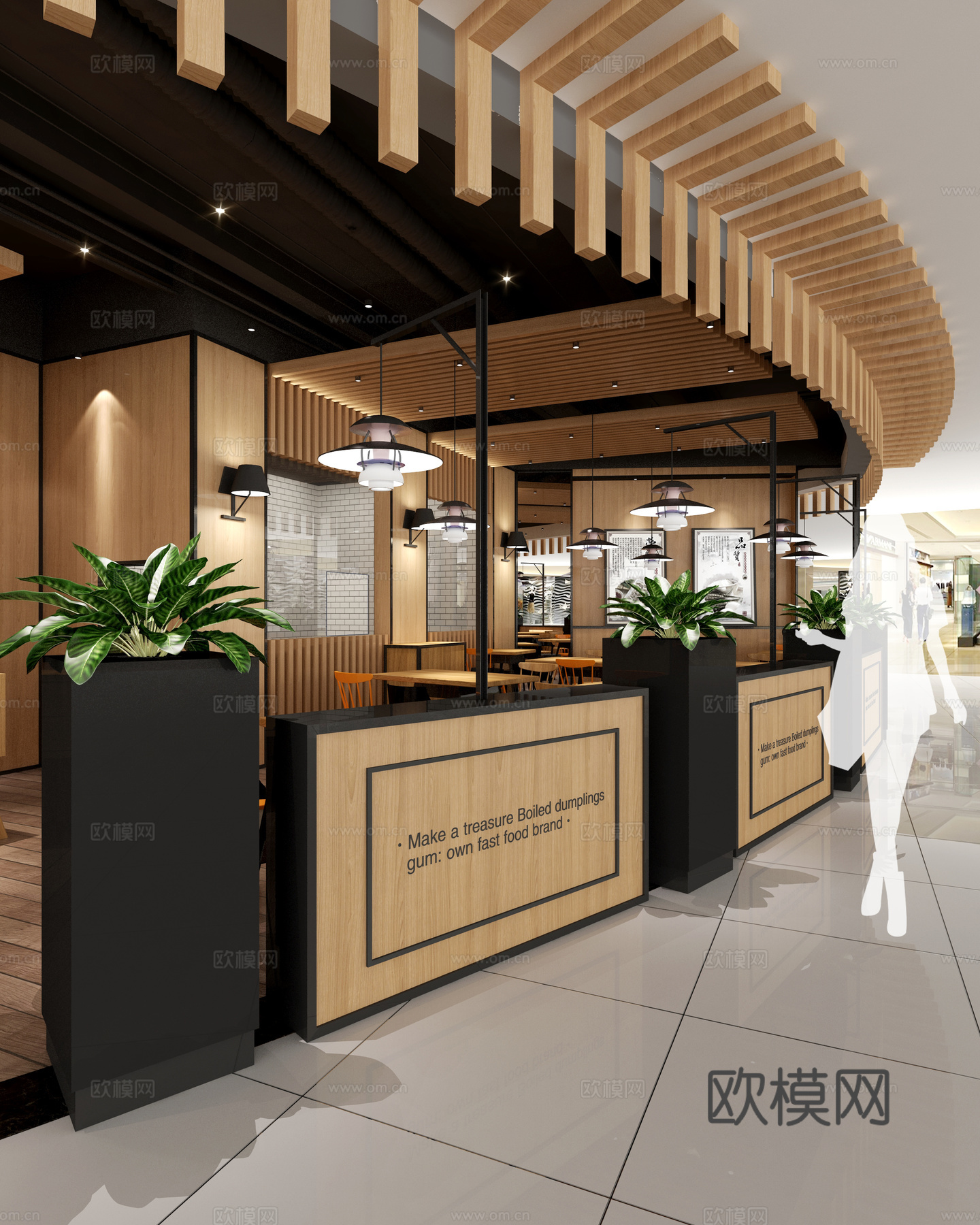 面馆 水饺店 最新全套施工图 效果图合集cad施工图