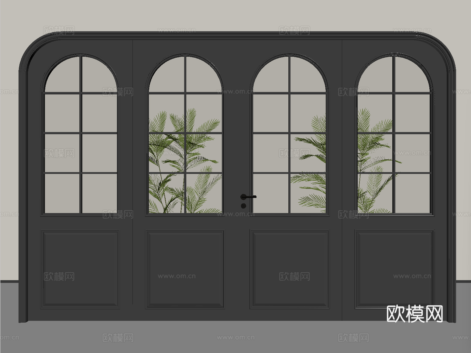法式双开门 玻璃门 长虹玻璃门 阳台门su模型