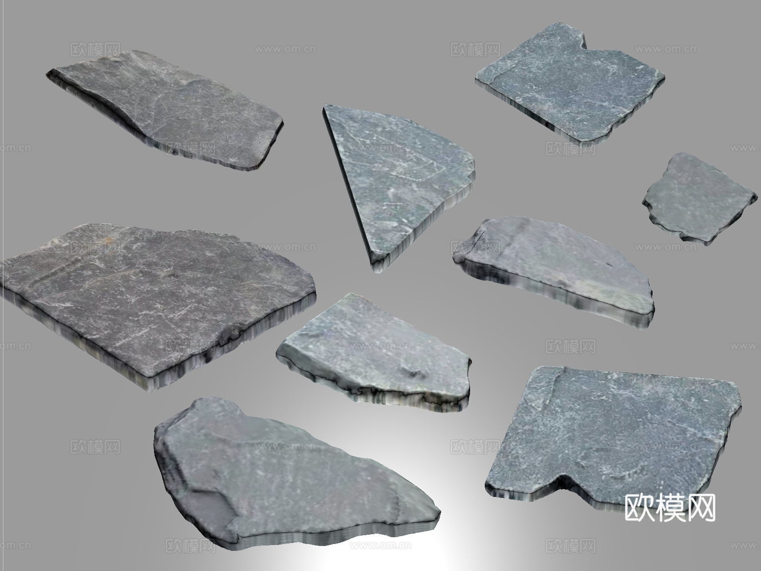 现代户外园林景观 台阶 石路 石板su模型