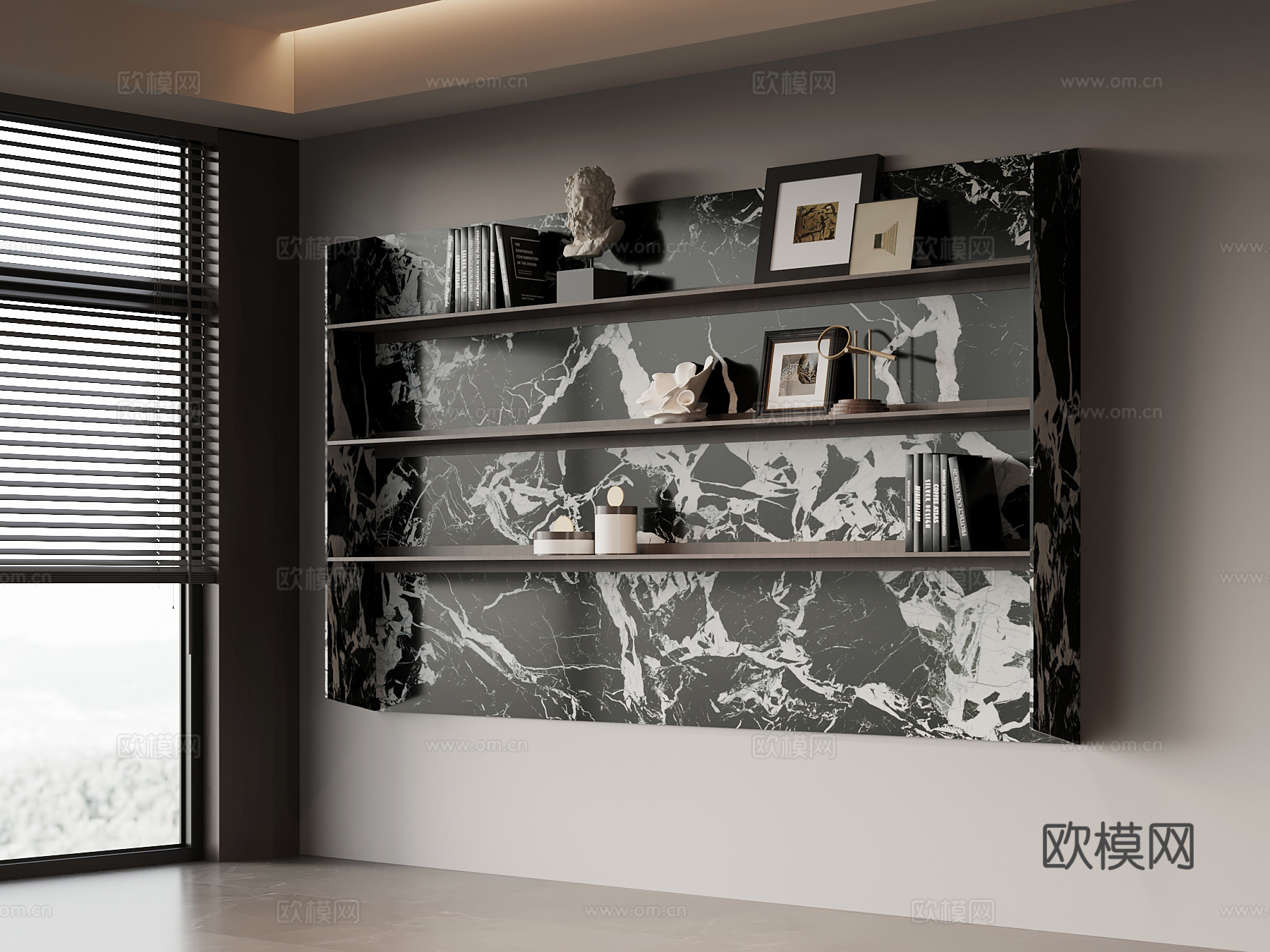 现代意式置物架 书架su模型