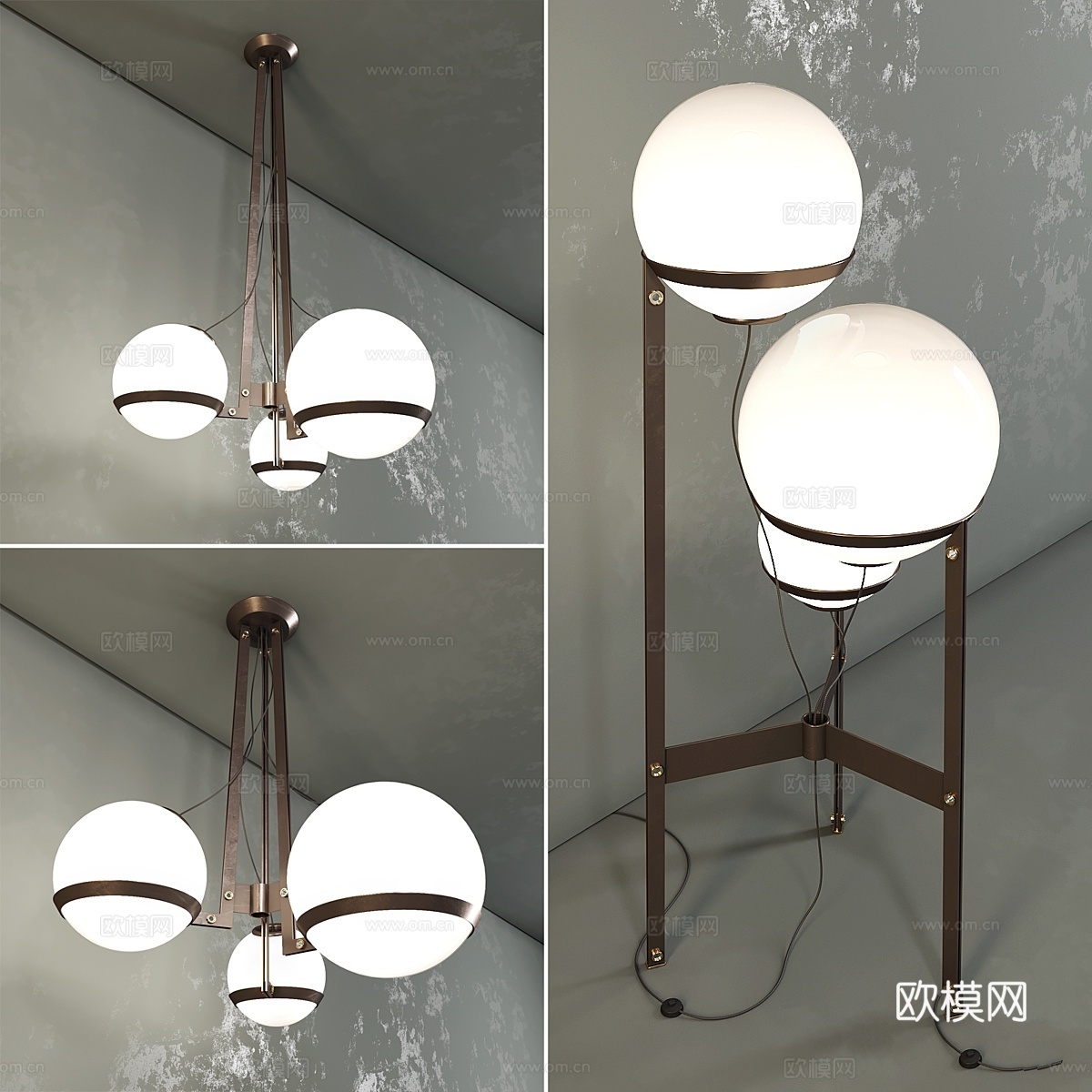 Arketipo Bubble Bobble - 落地灯与吊3d模型下载
