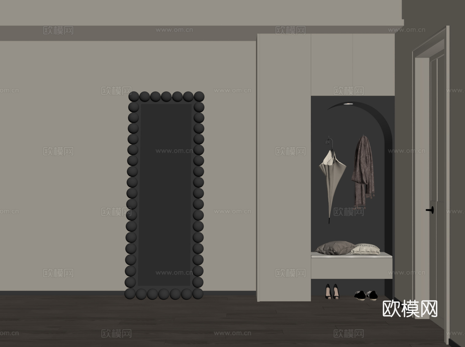 现代玄关柜 入户鞋柜su模型