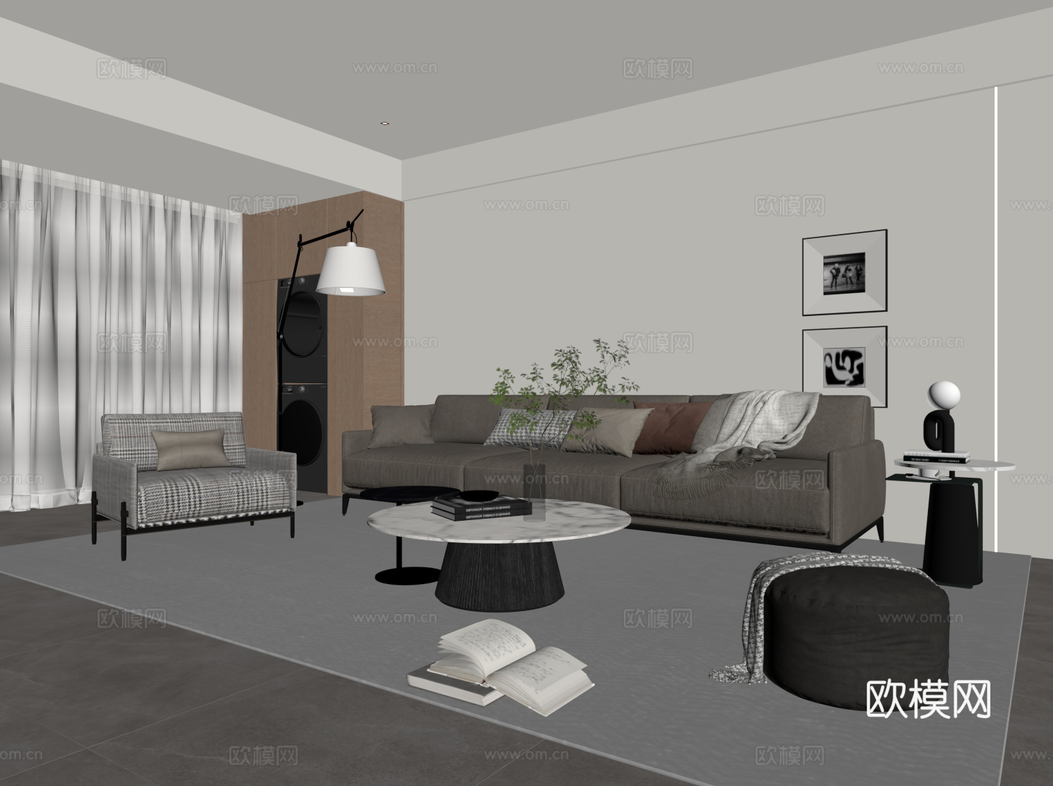 现代客厅su模型