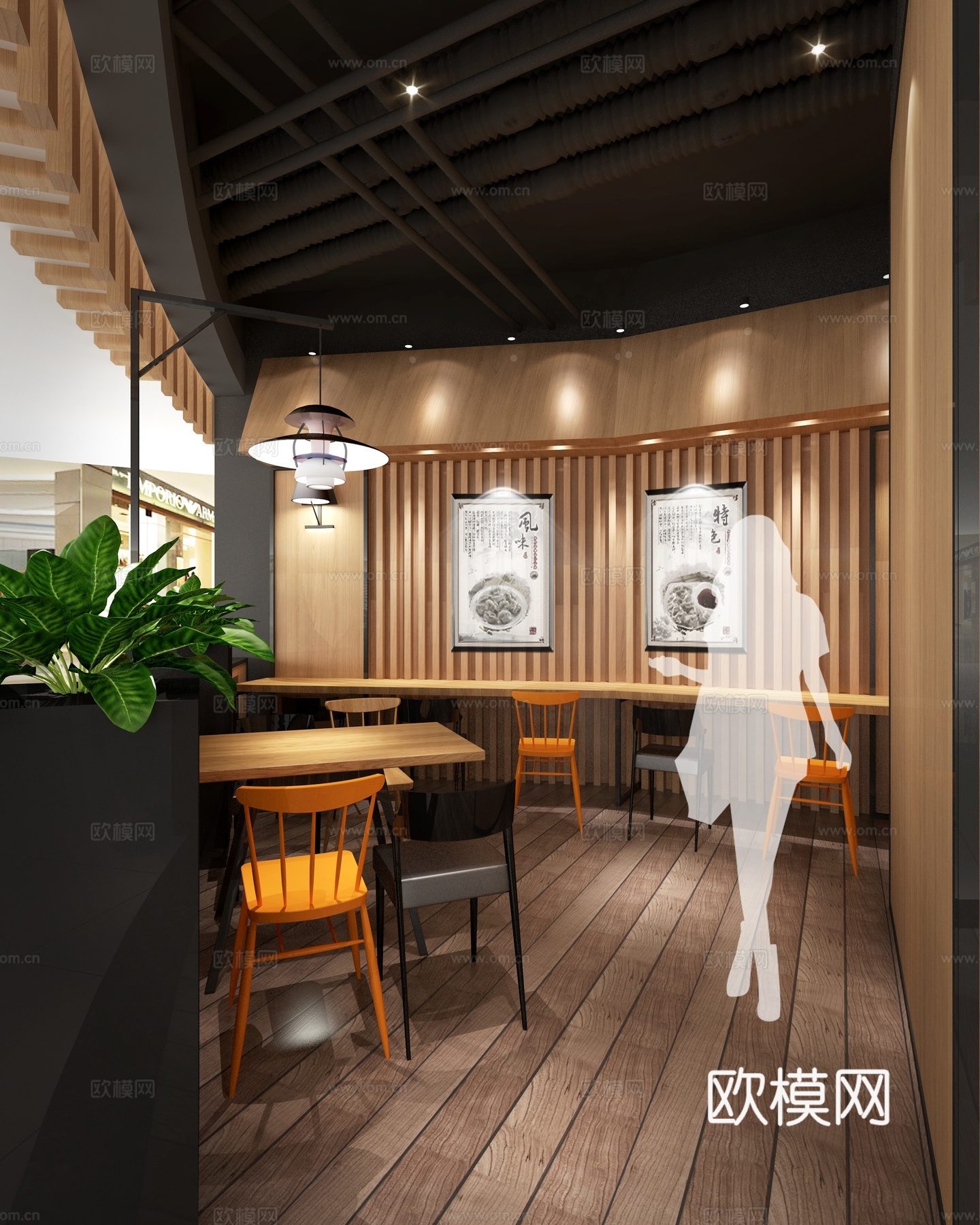 面馆 水饺店 最新全套施工图 效果图合集cad施工图