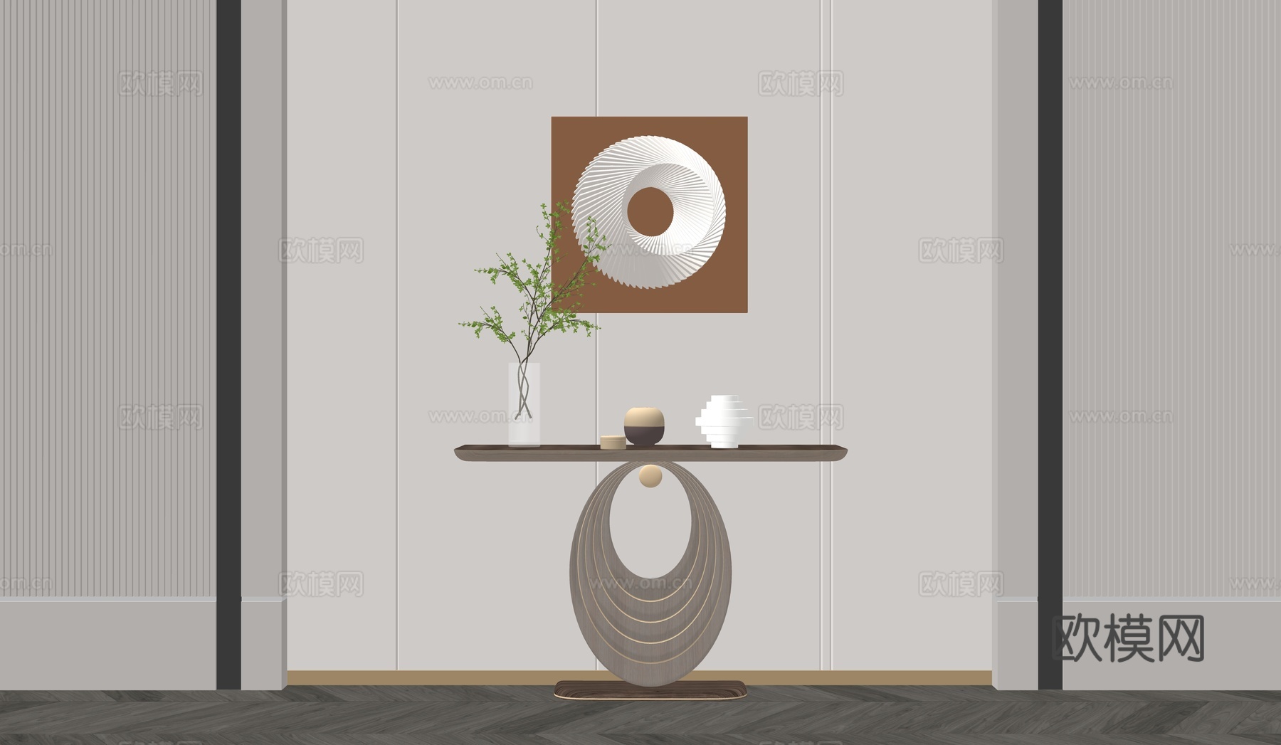 现代玄关台端景台su模型