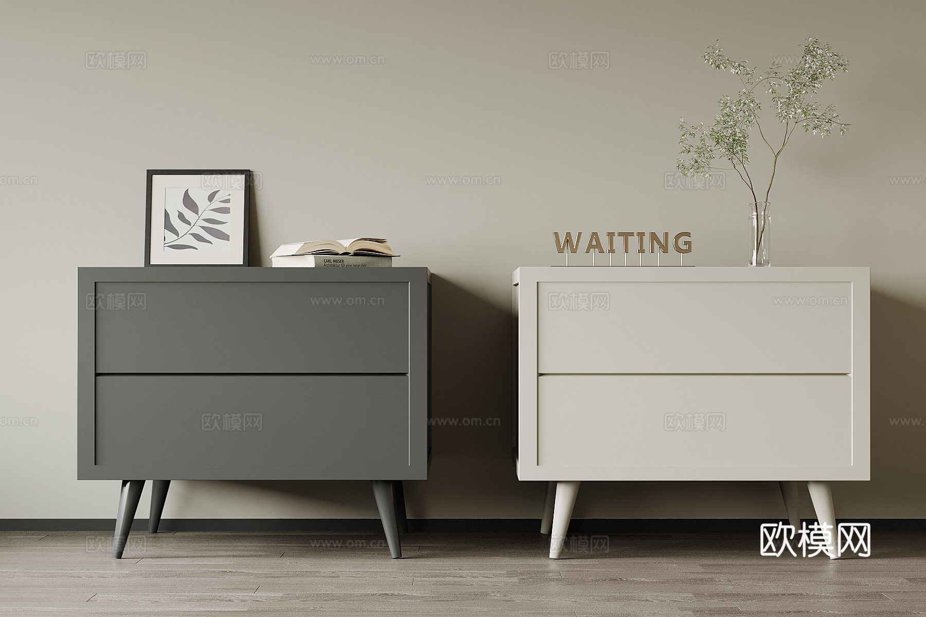 现代床头柜 极简矮柜su模型