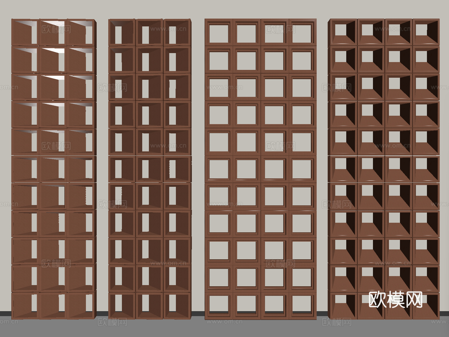 现代砖 水泥砖 水泥砖隔断 红砖 花砖 镂空预制砖su模型