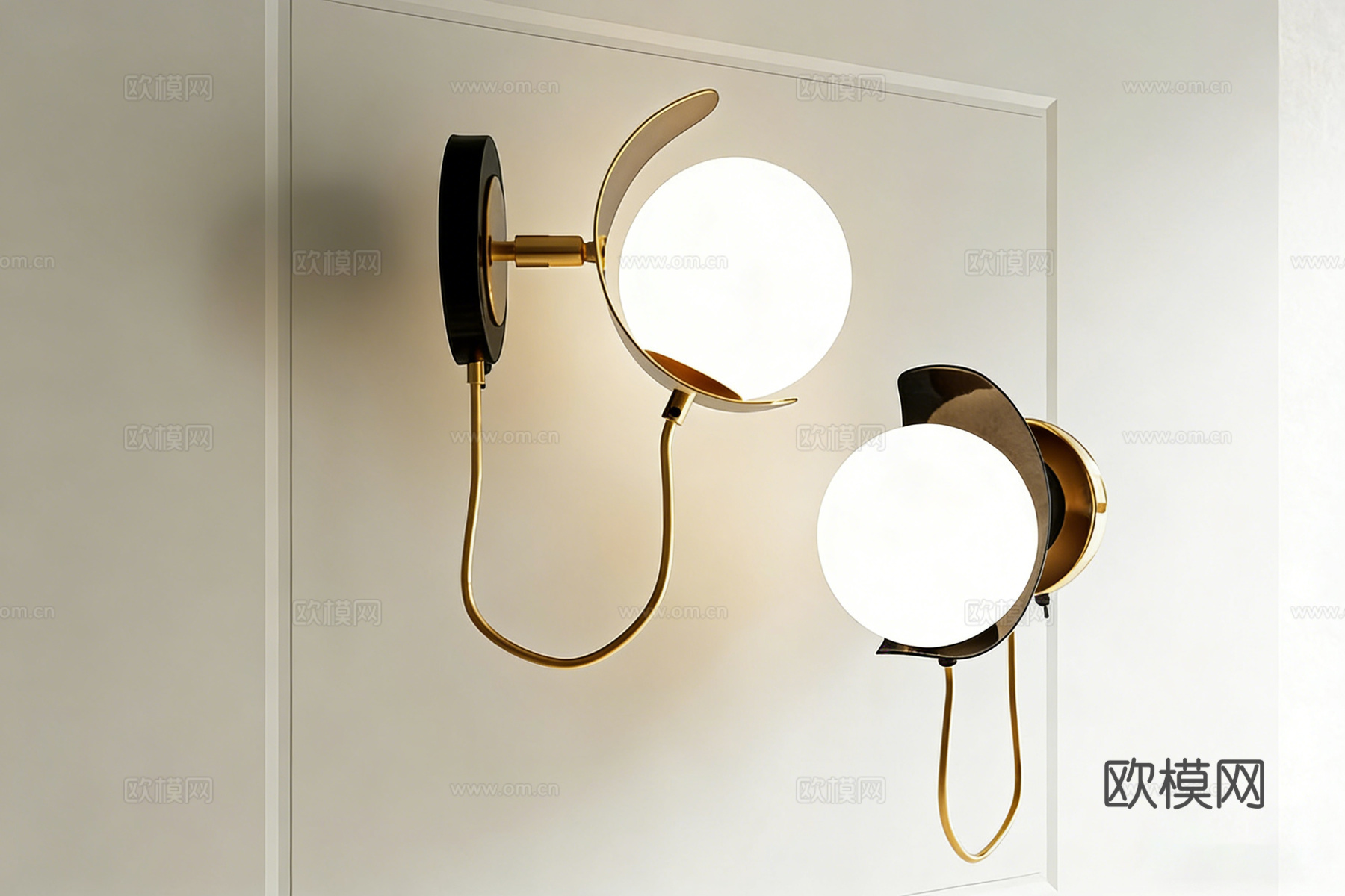 现代简约壁灯 轻奢壁灯 金色 装饰壁灯 球形灯罩su模型