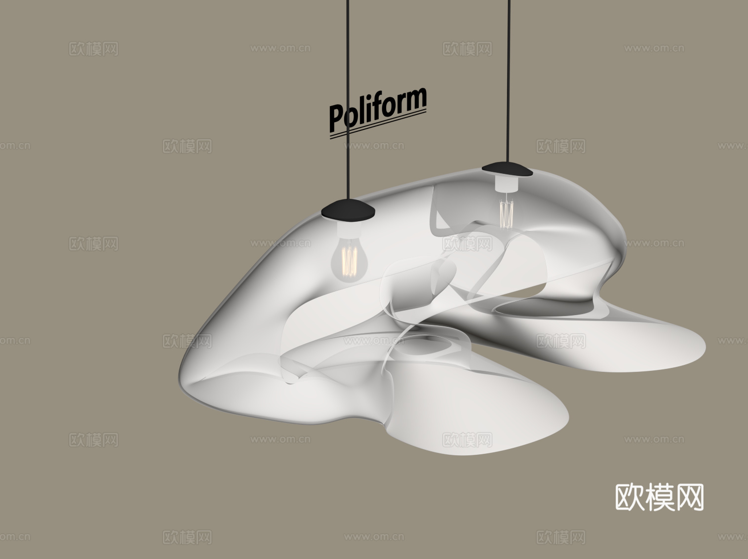 现代奶油风吊灯su模型