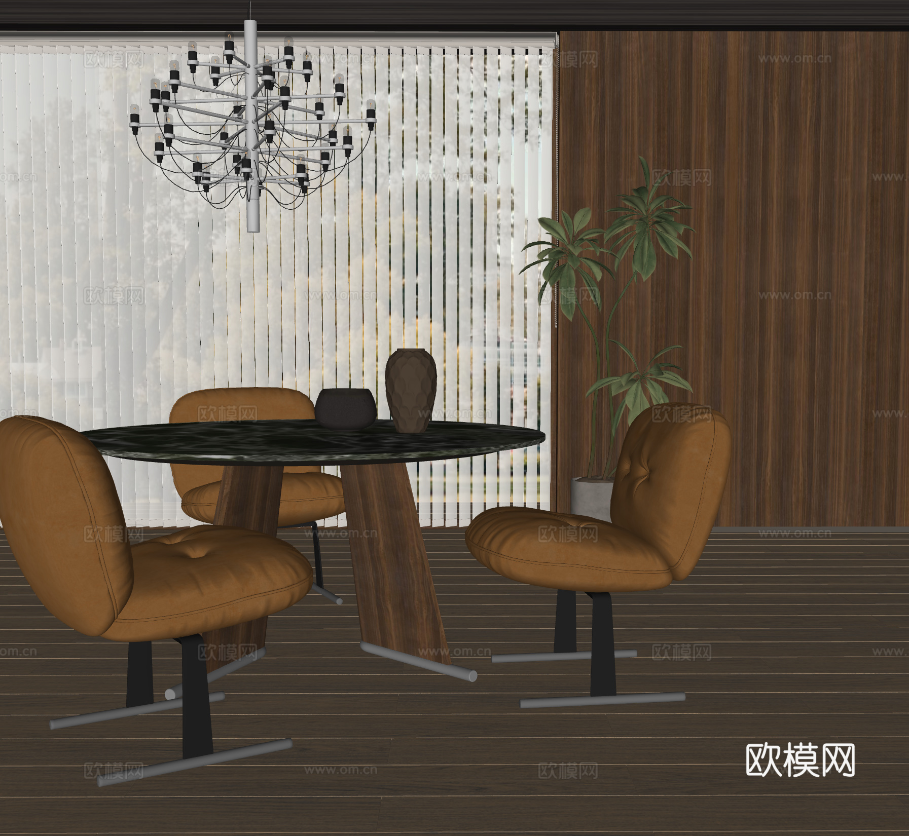 MINOTTI  libra 现代意式餐桌椅 餐厅 餐椅su模型