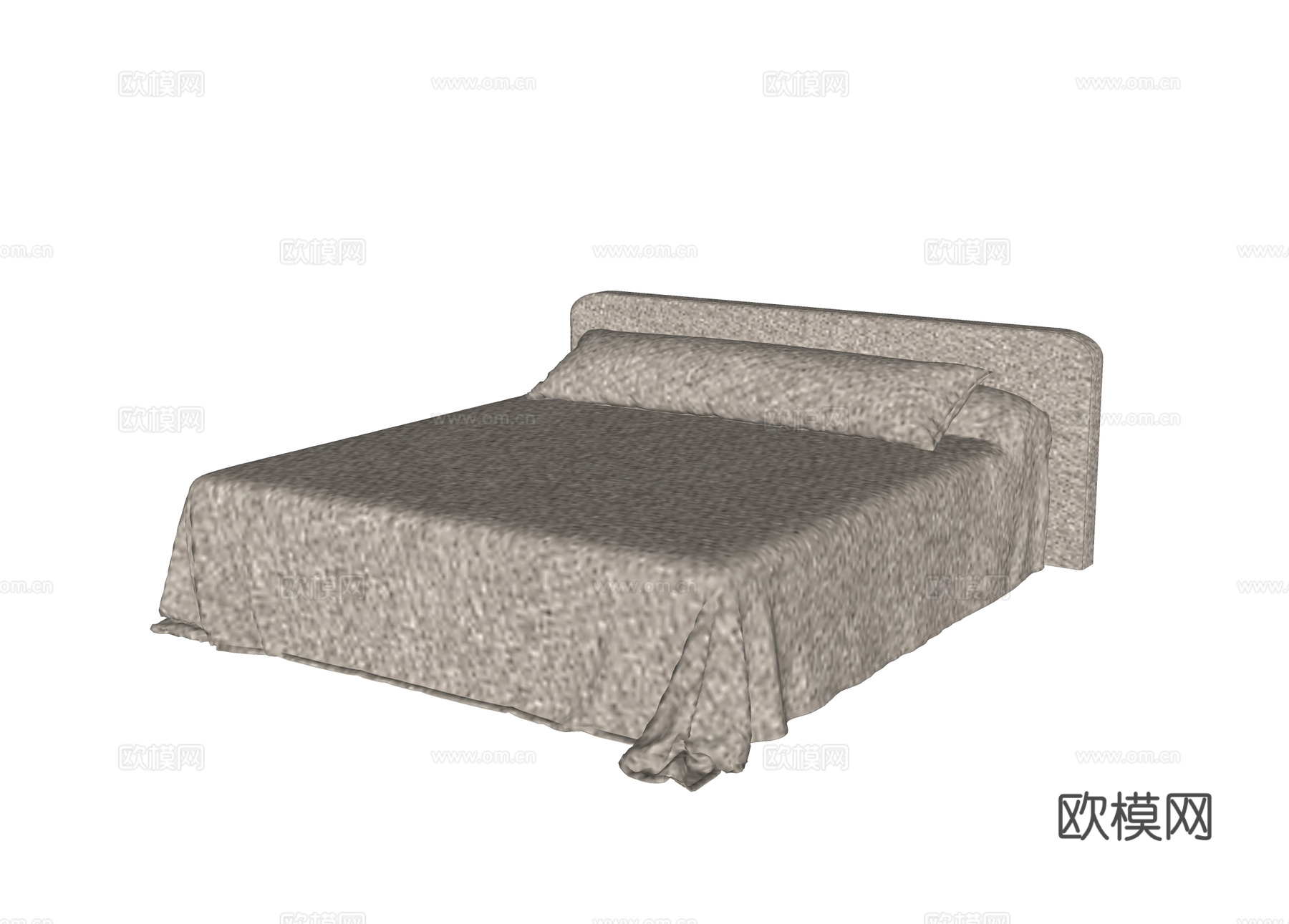 现代双人床su模型