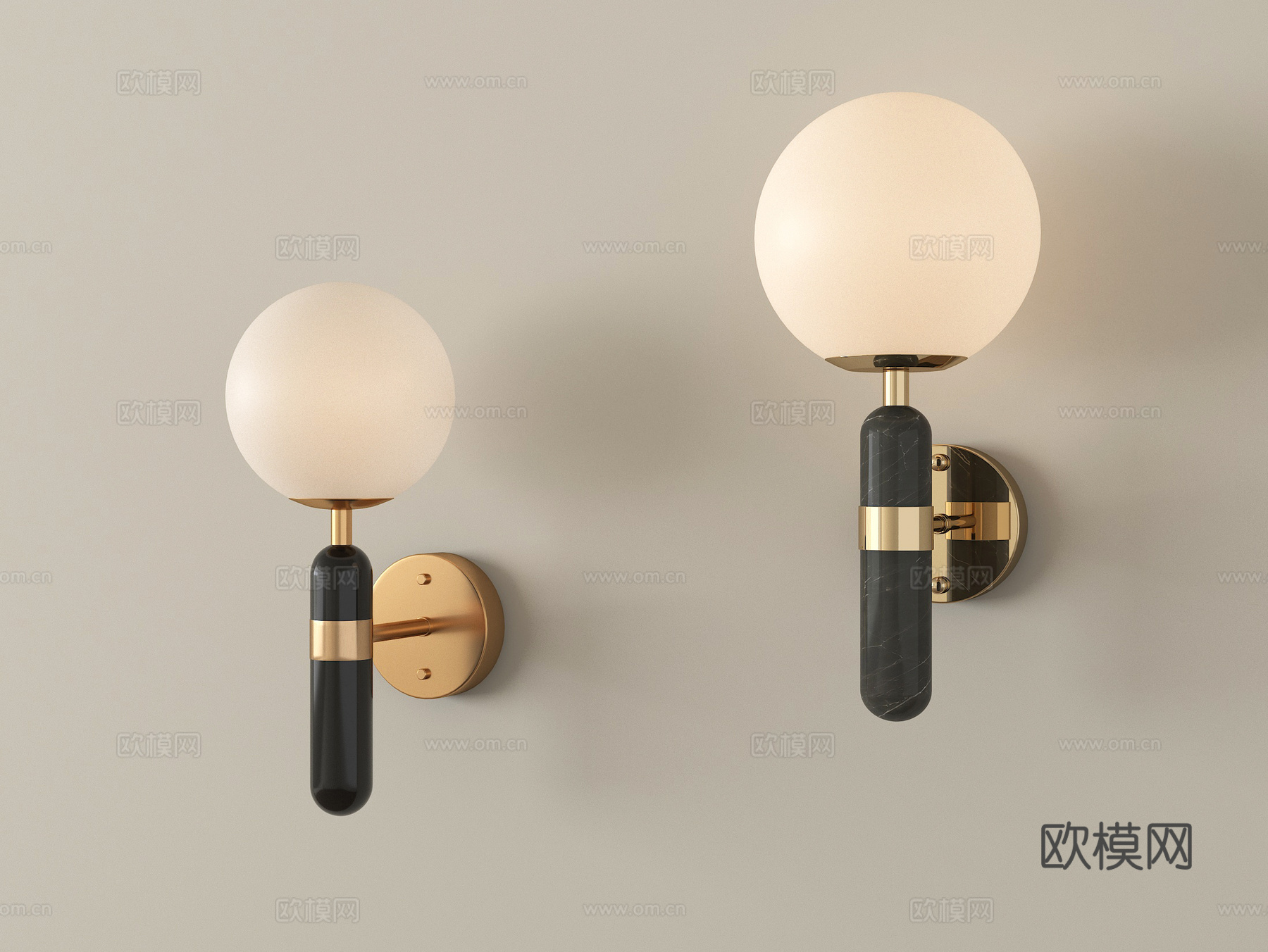 现代壁灯 金属壁灯 球型壁灯 走廊壁灯 床头壁灯su模型