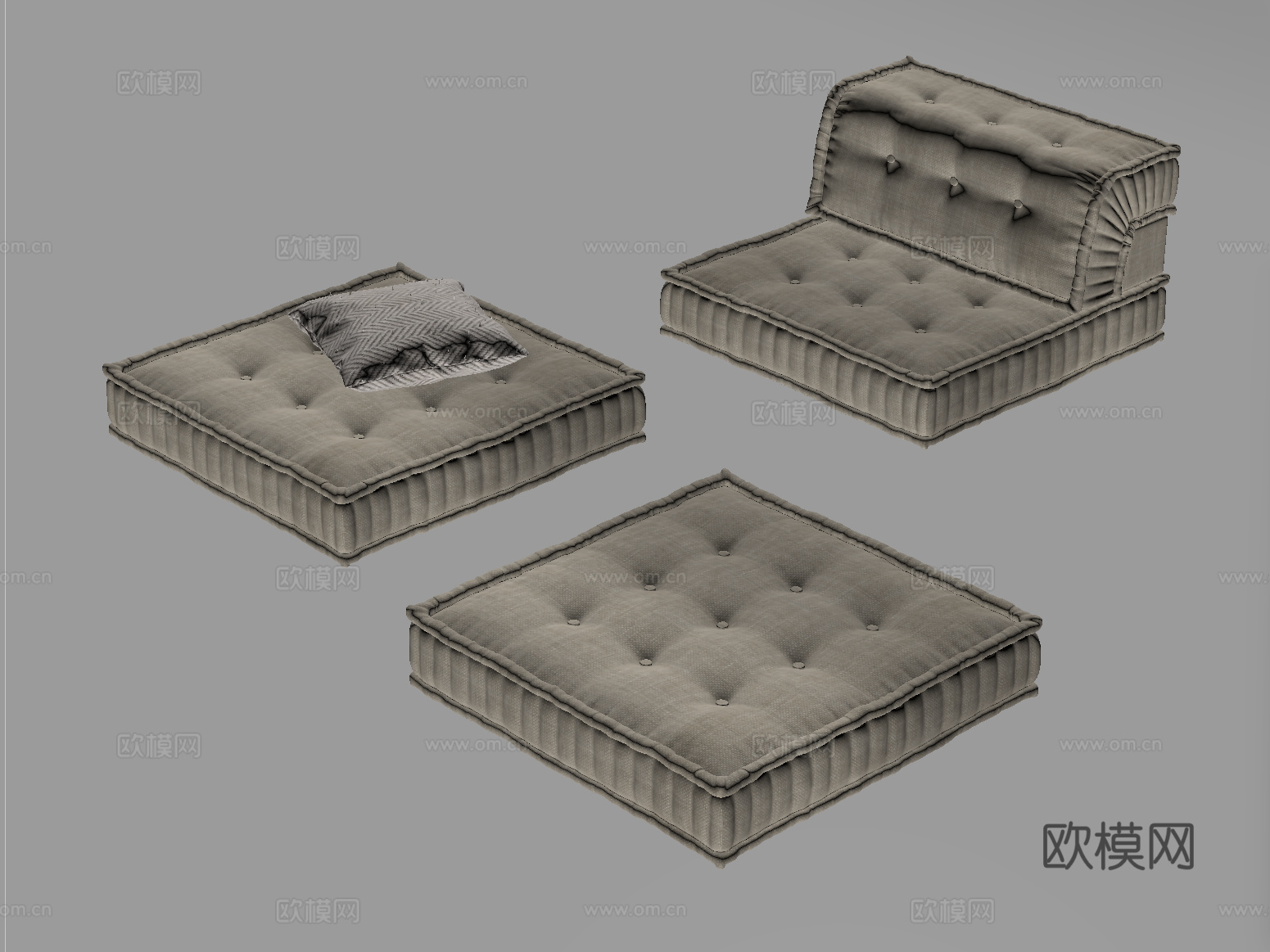 现代懒人沙发 坐垫su模型