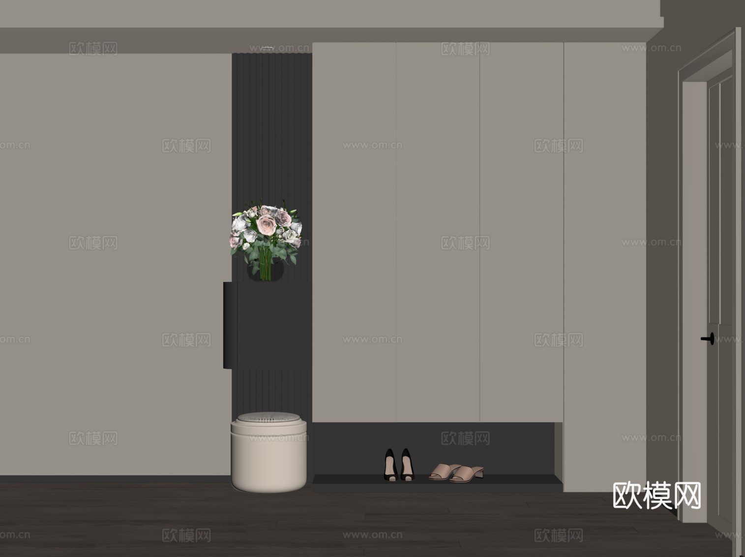 现代鞋柜 入户玄关柜su模型