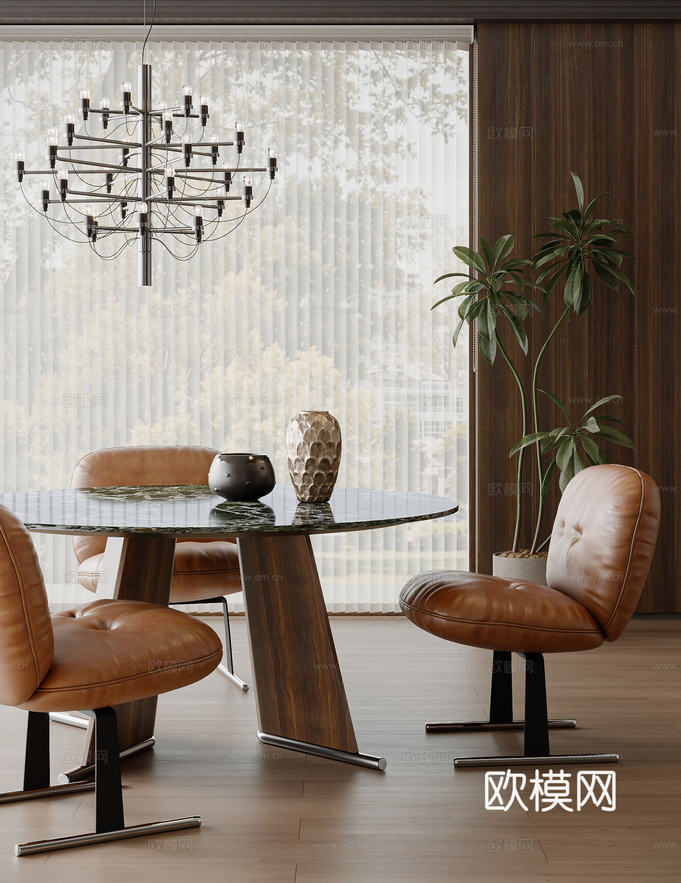 MINOTTI  libra 现代意式餐桌椅 餐厅 餐椅su模型