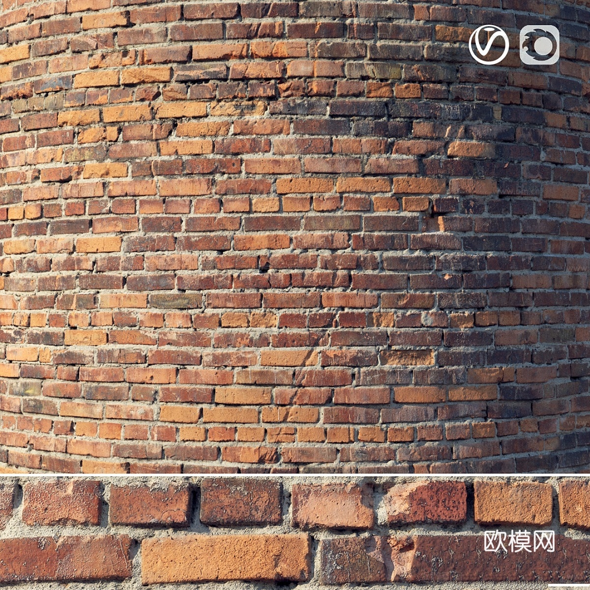 带损伤的砖墙（材质）3d模型下载