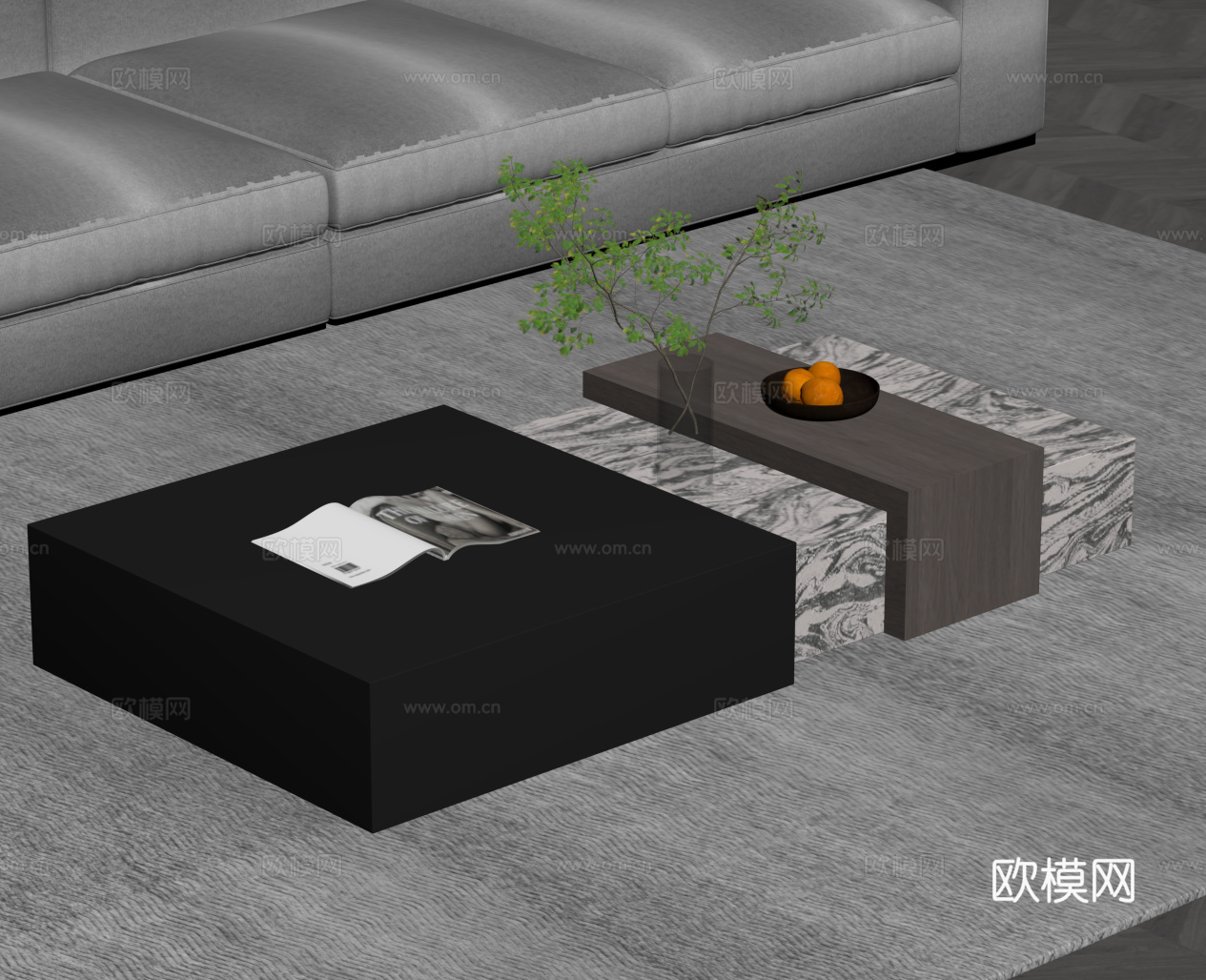 意式茶几 大理石茶几su模型