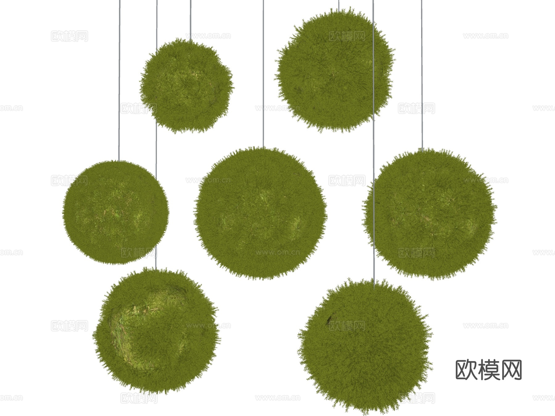 装饰苔藓球 苔藓球 植物球 灌木球 苔藓组合 苔藓挂件 现代su模型
