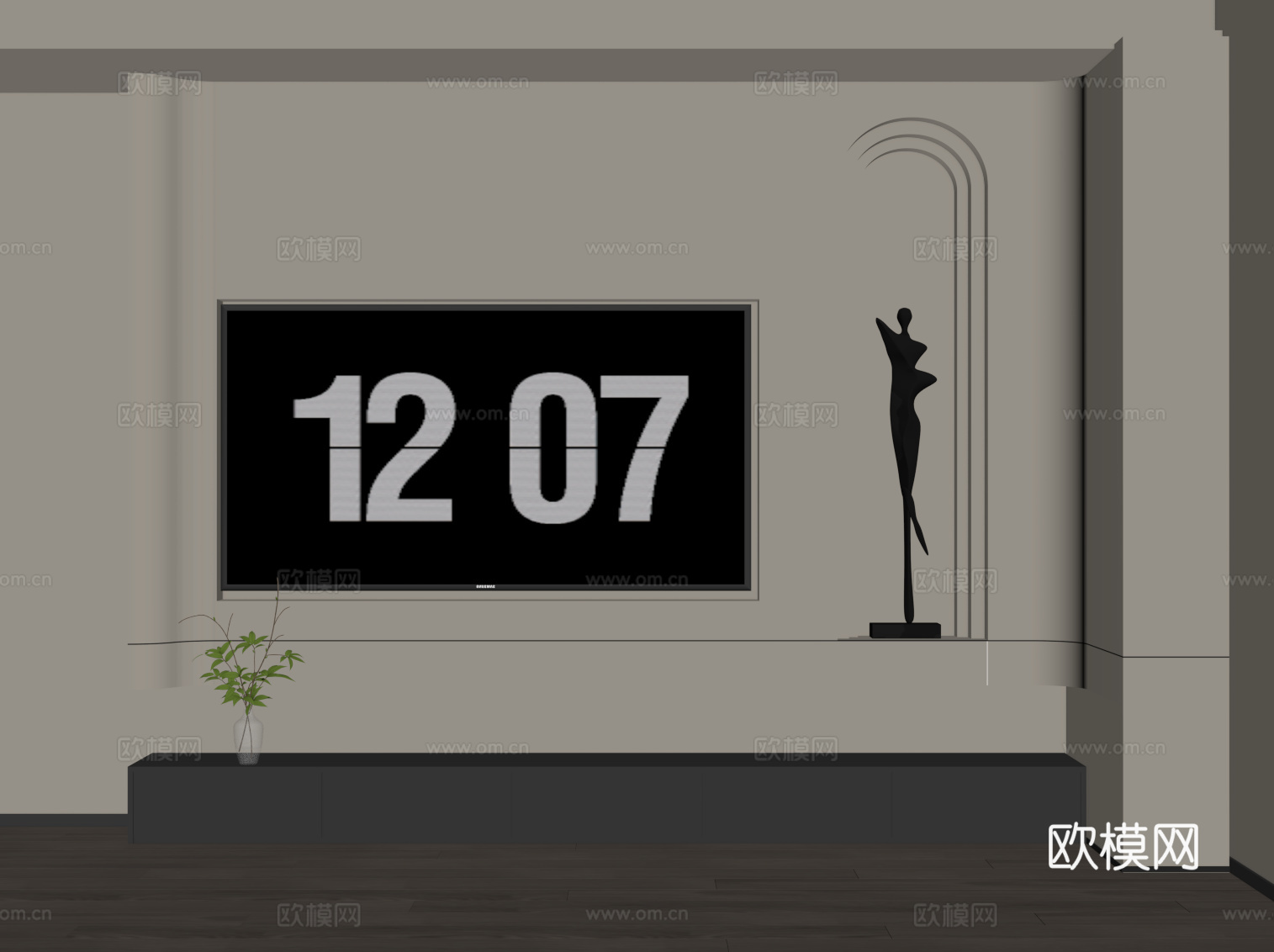 现代背景墙 电视背景墙su模型