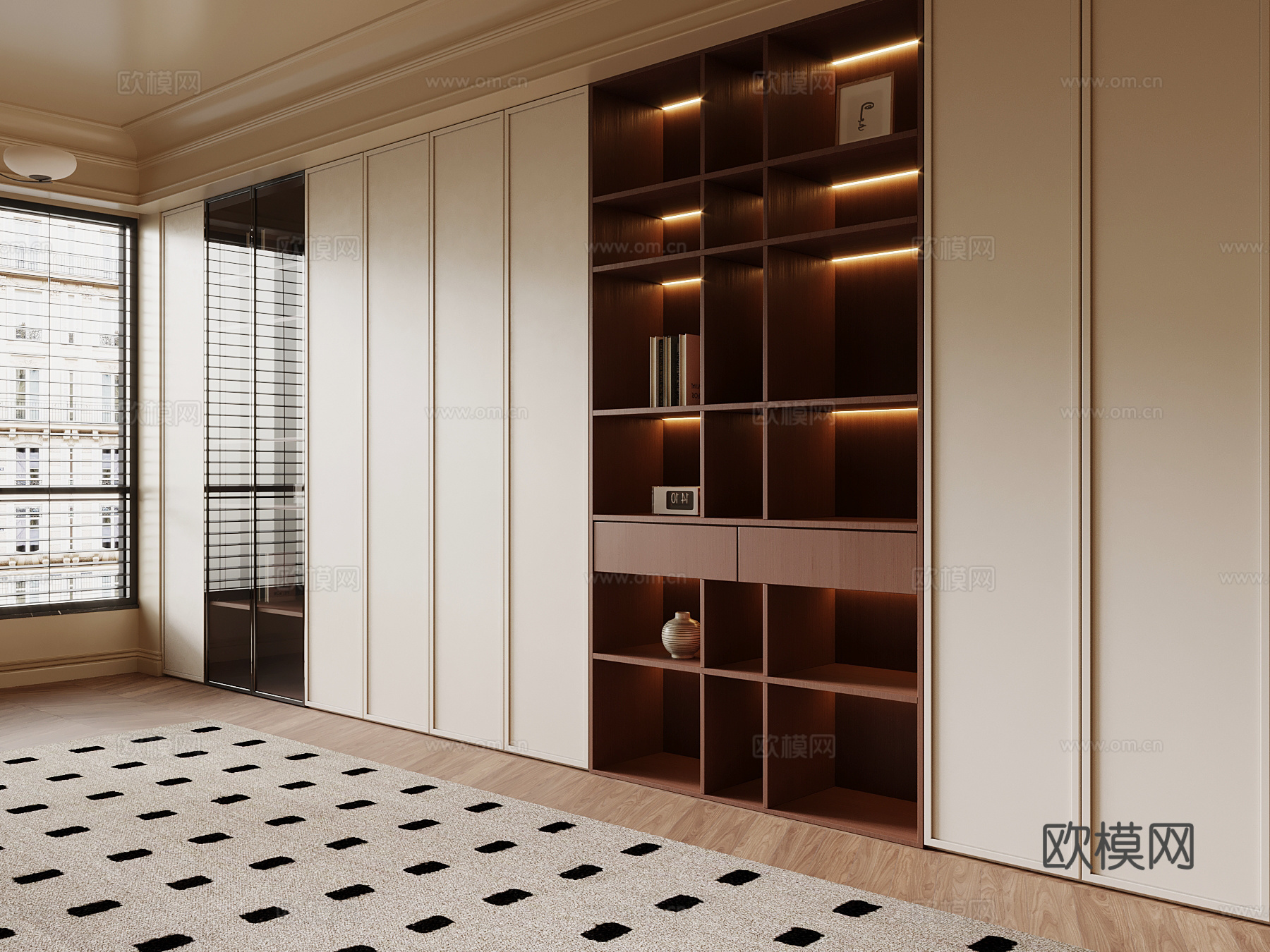 法式中古风书柜3d模型下载