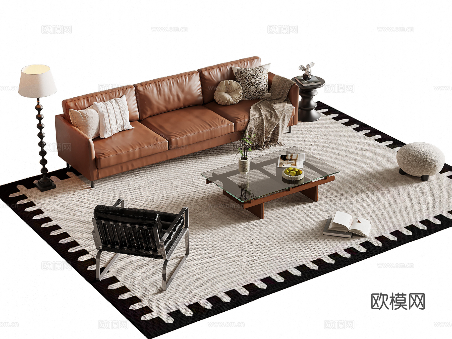 法式中古风沙发茶几组合su模型