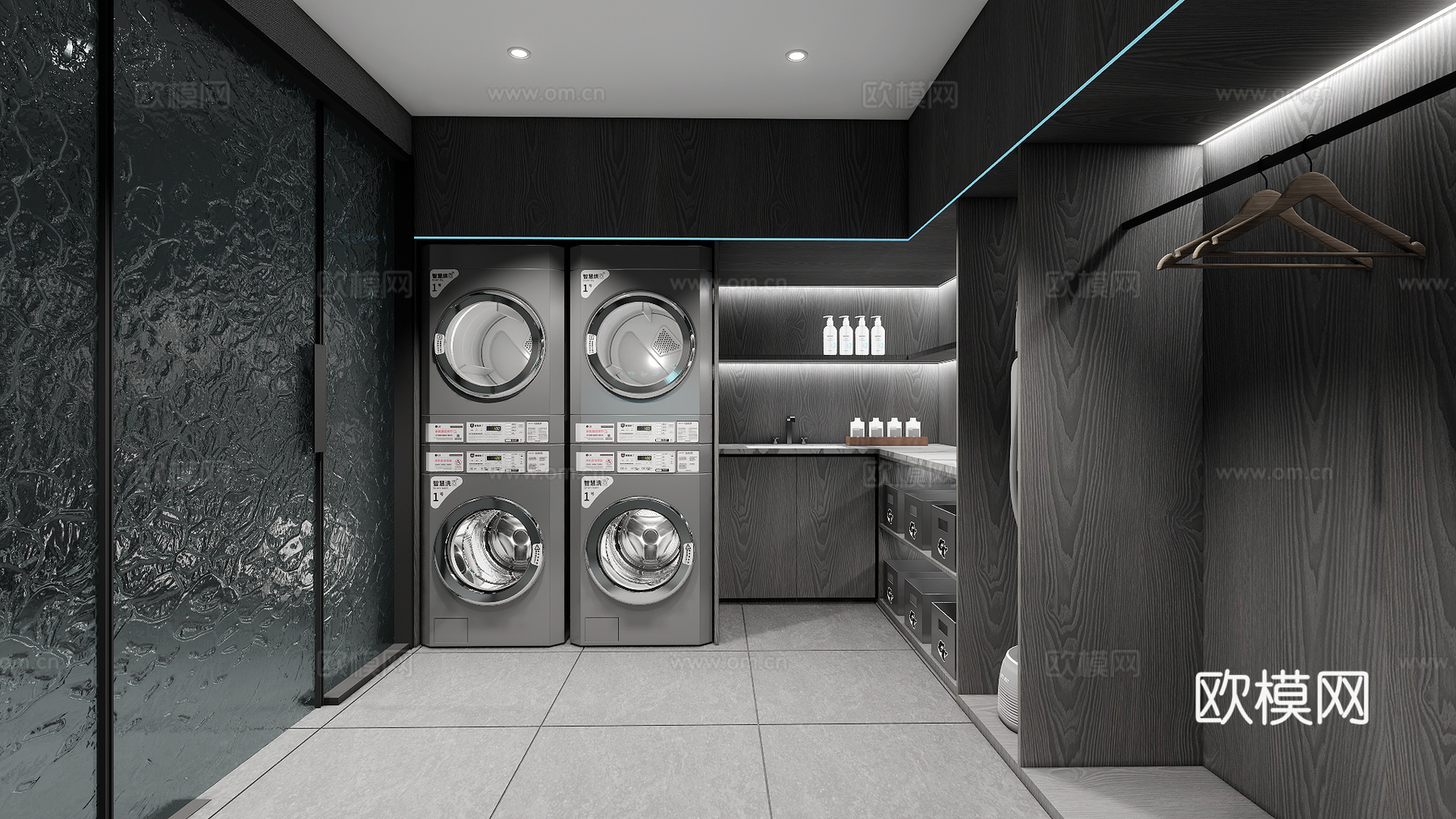 洗衣房设计洗衣房装修酒店洗衣房免费su模型