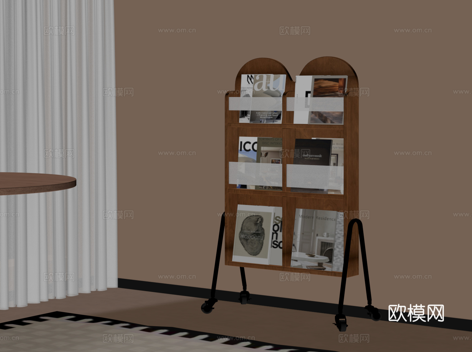 中古风报刊架 书架su模型