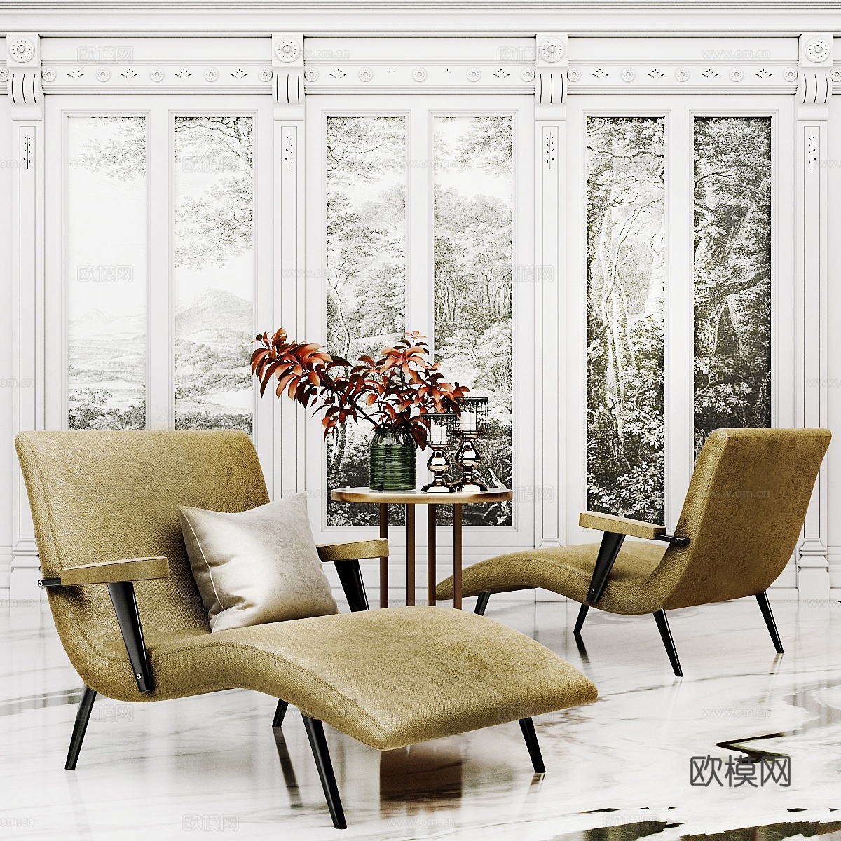 中世纪躺椅3d模型下载