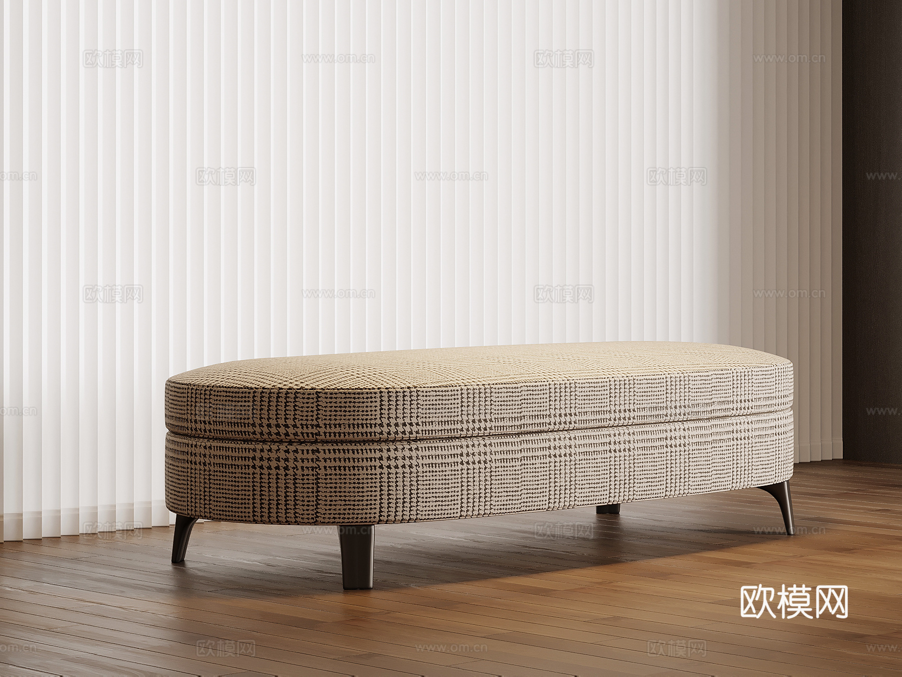 现代布艺床尾凳 换鞋凳su模型