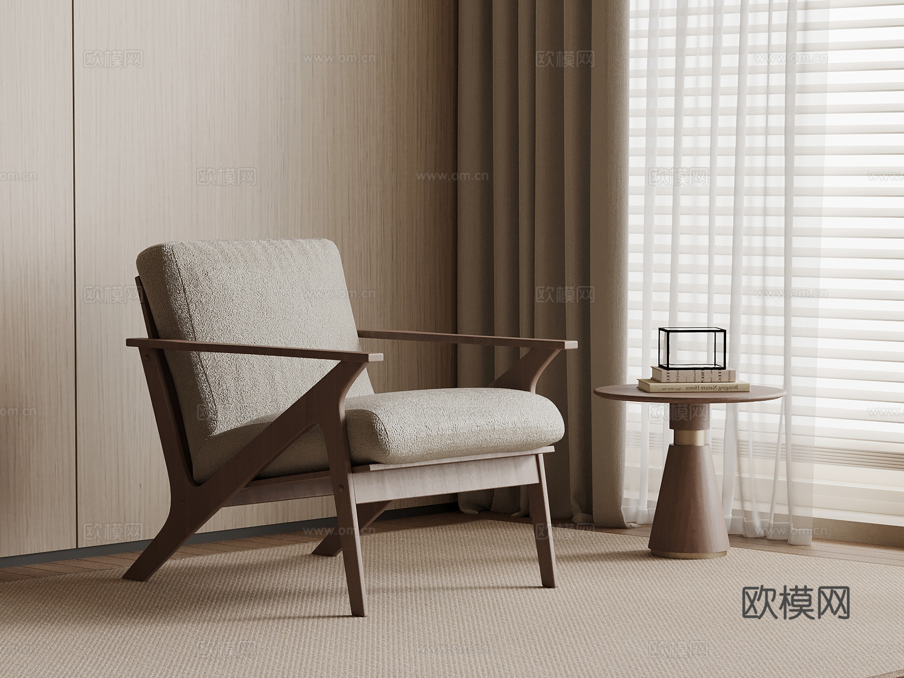 中古风休闲椅 沙发椅su模型