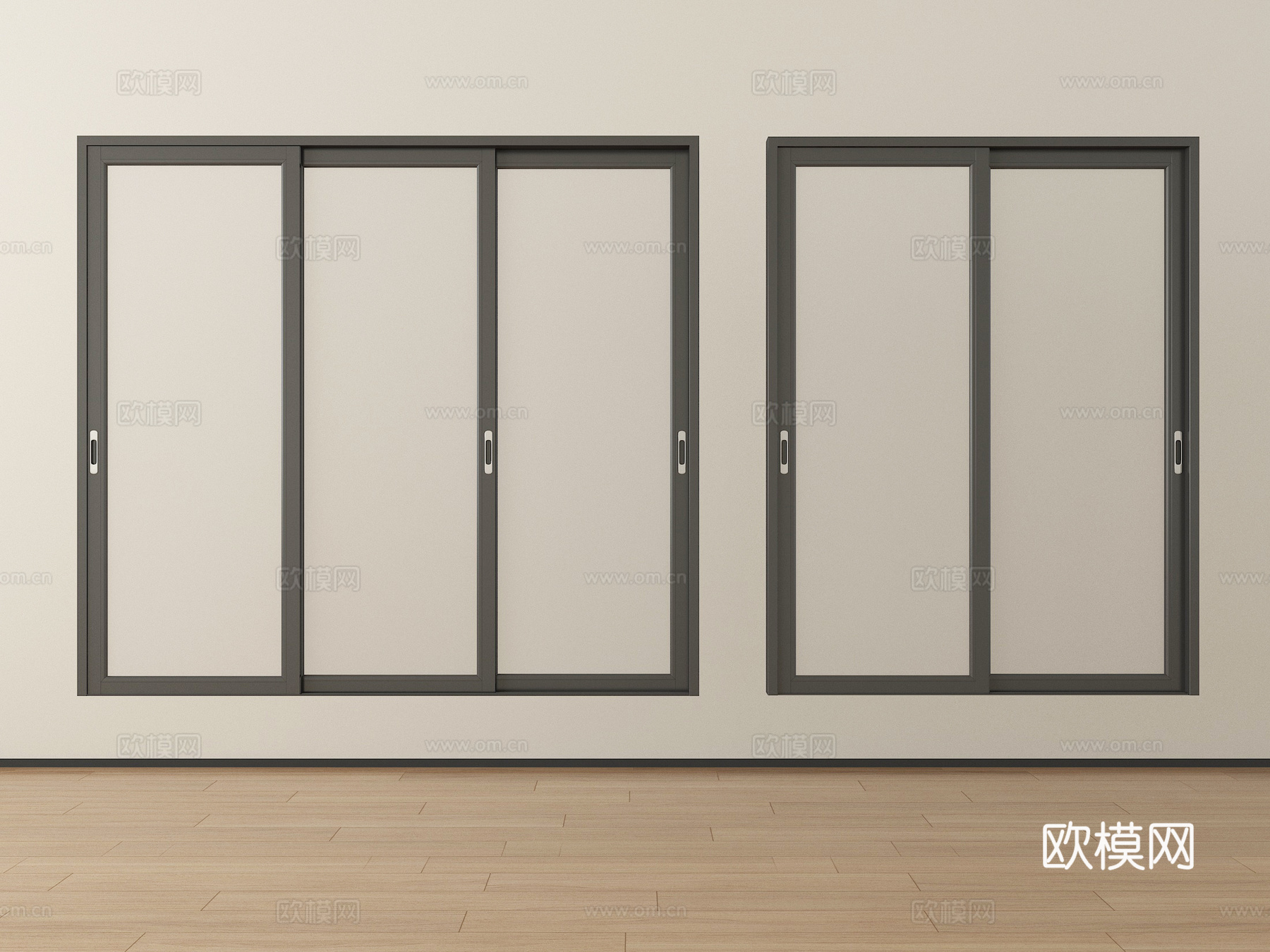 现代窗户组合 推拉窗 落地窗 阳台窗su模型
