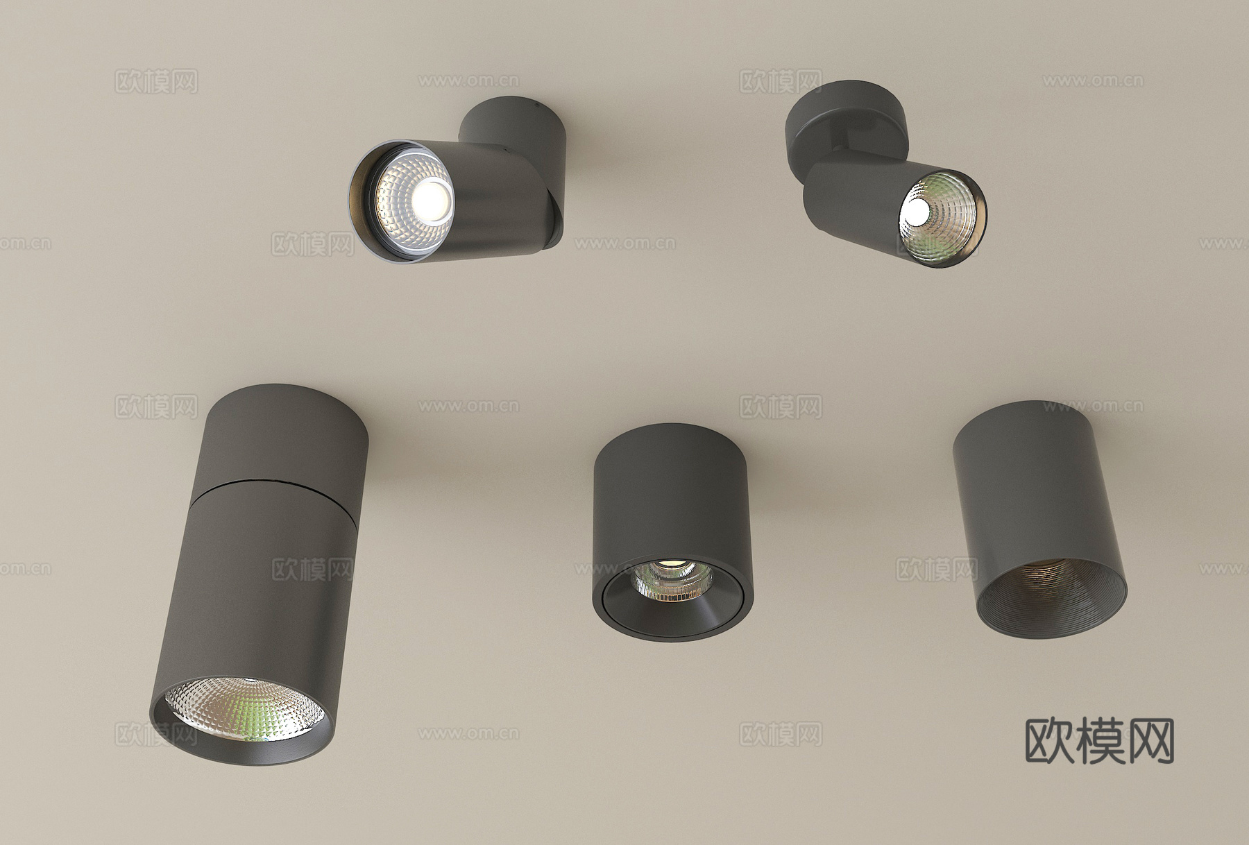 现代筒灯射灯 明装射灯 转向式3d模型下载