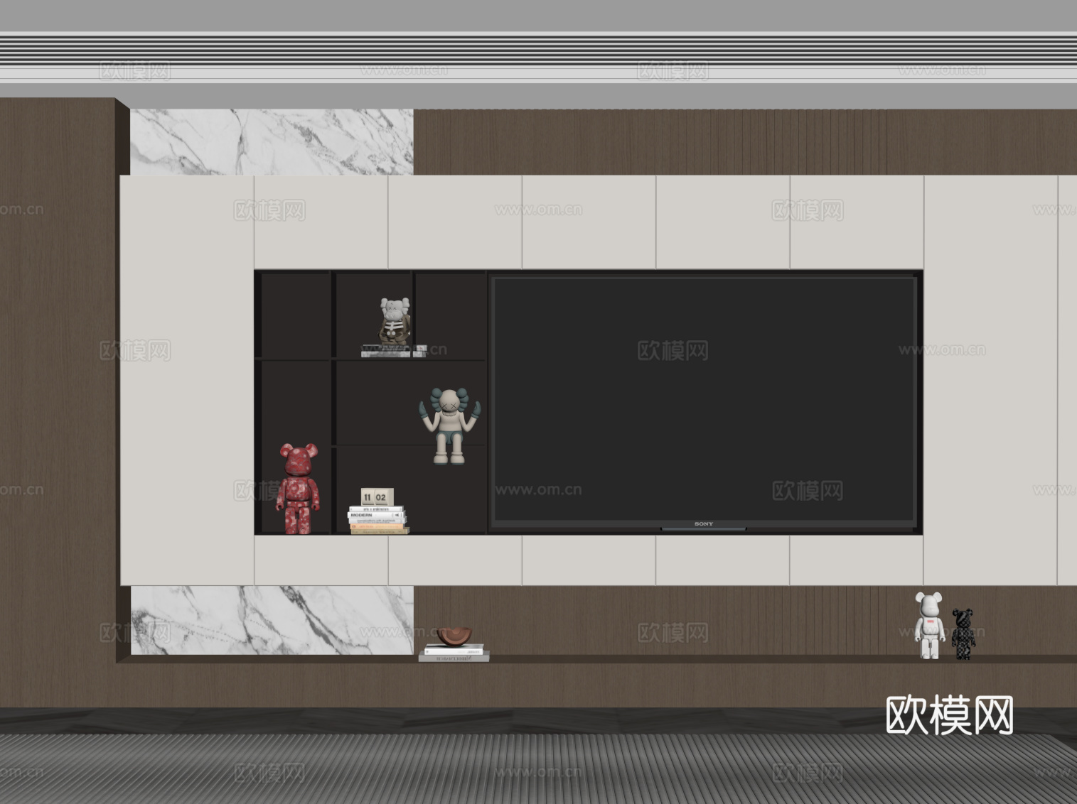 意式背景墙su模型