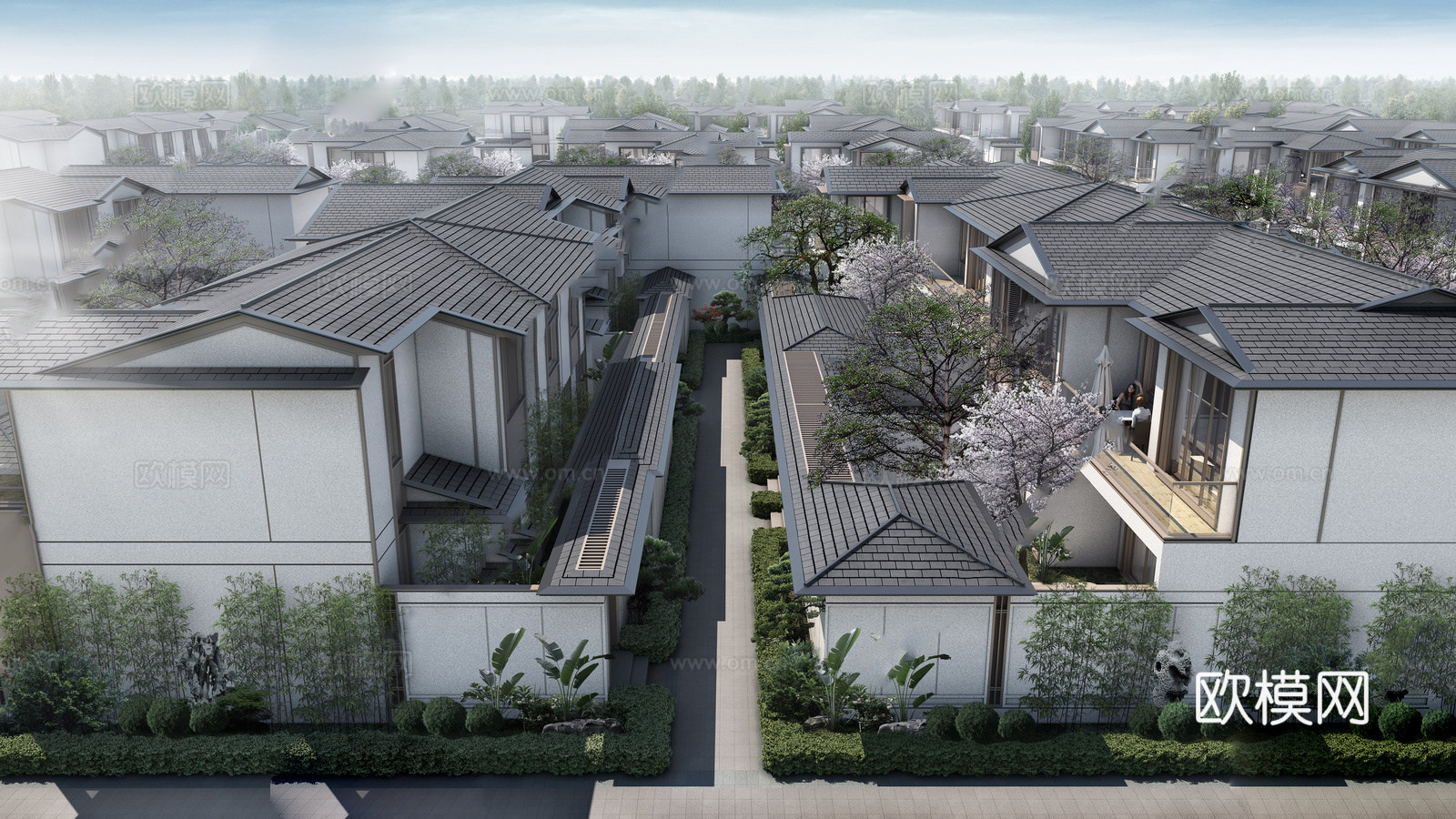 新中式别墅 独栋 二层su模型