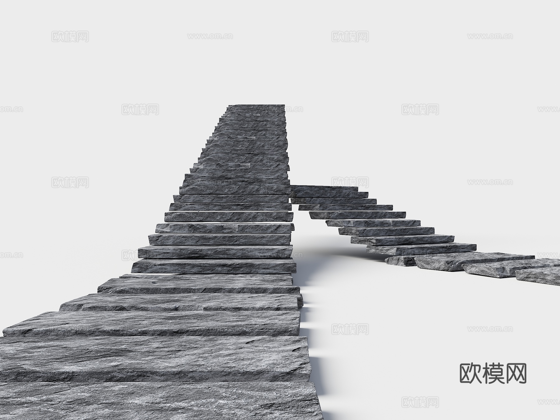 现代石板 石板台阶 汀步石板 老石板台阶 乡村毛石台阶 自然su模型
