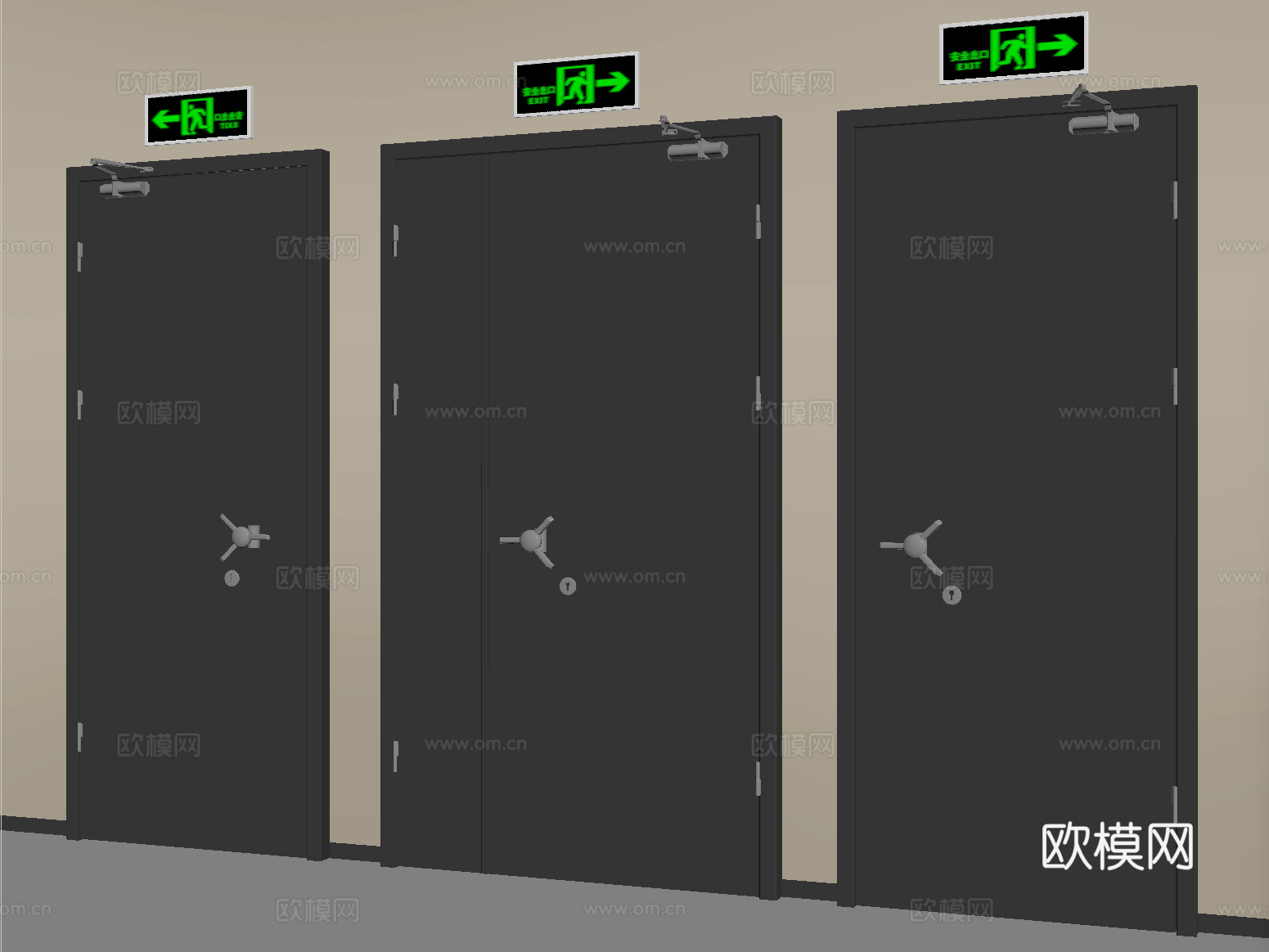 现代消防门 防火门安全出口su模型