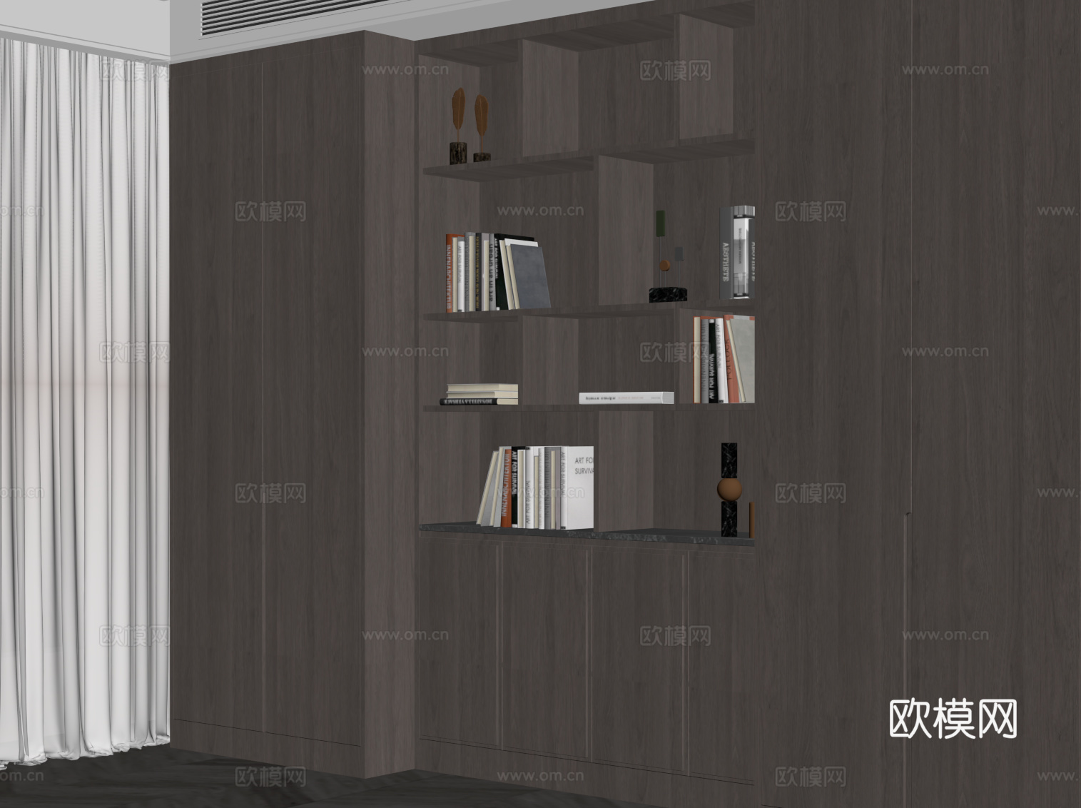 意式书柜 置物柜su模型