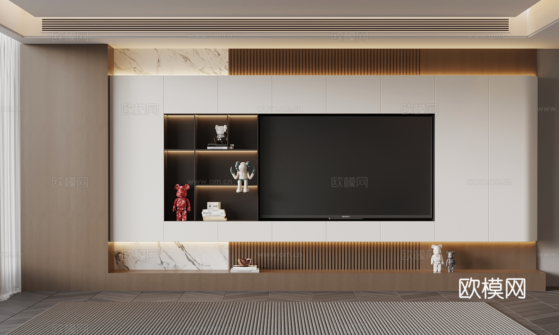 意式背景墙su模型