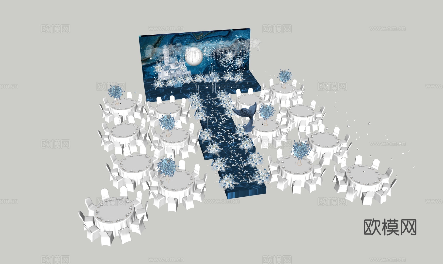 婚庆宴会美陈舞台su模型