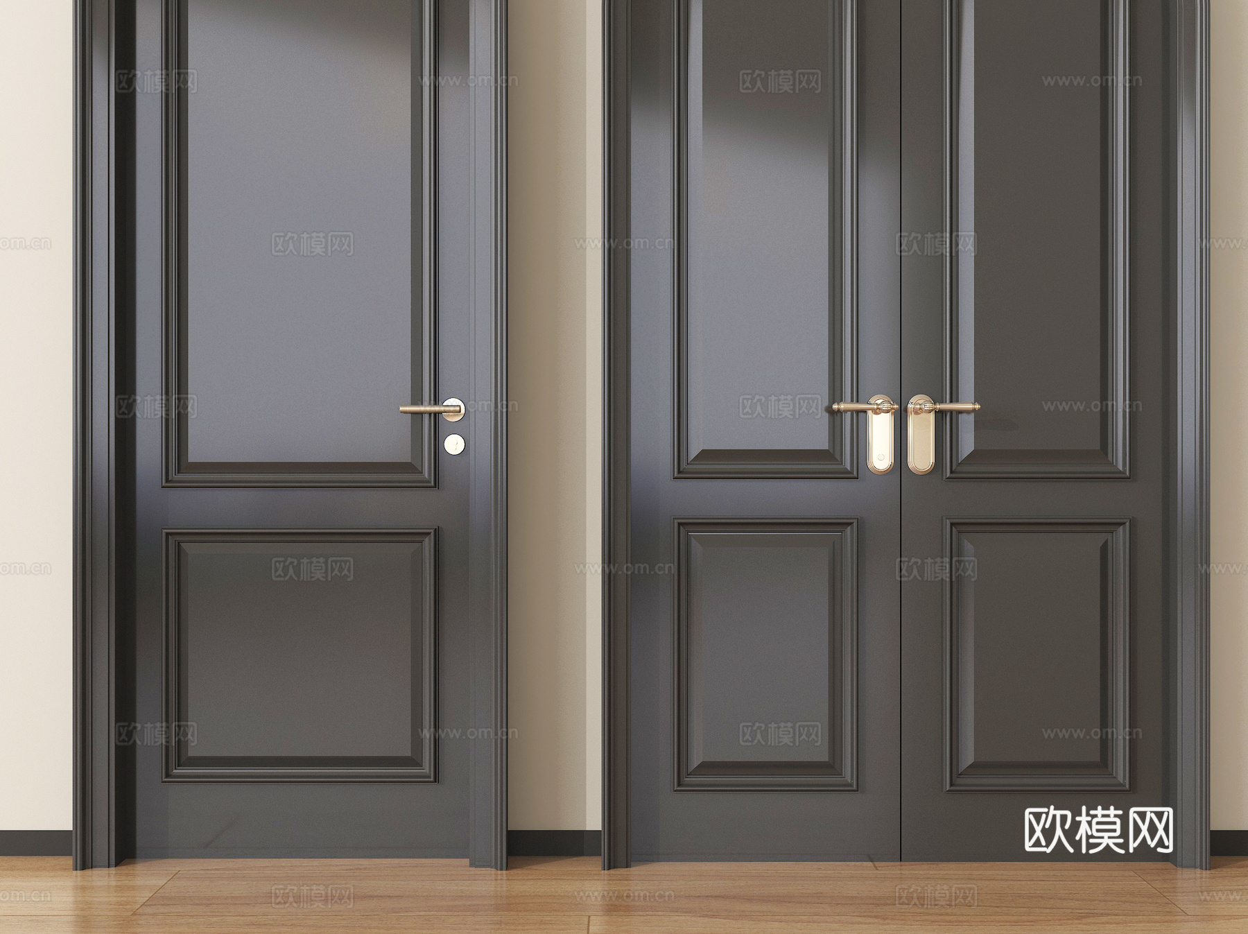 法式单开门 双开门 卧室门 平开门su模型